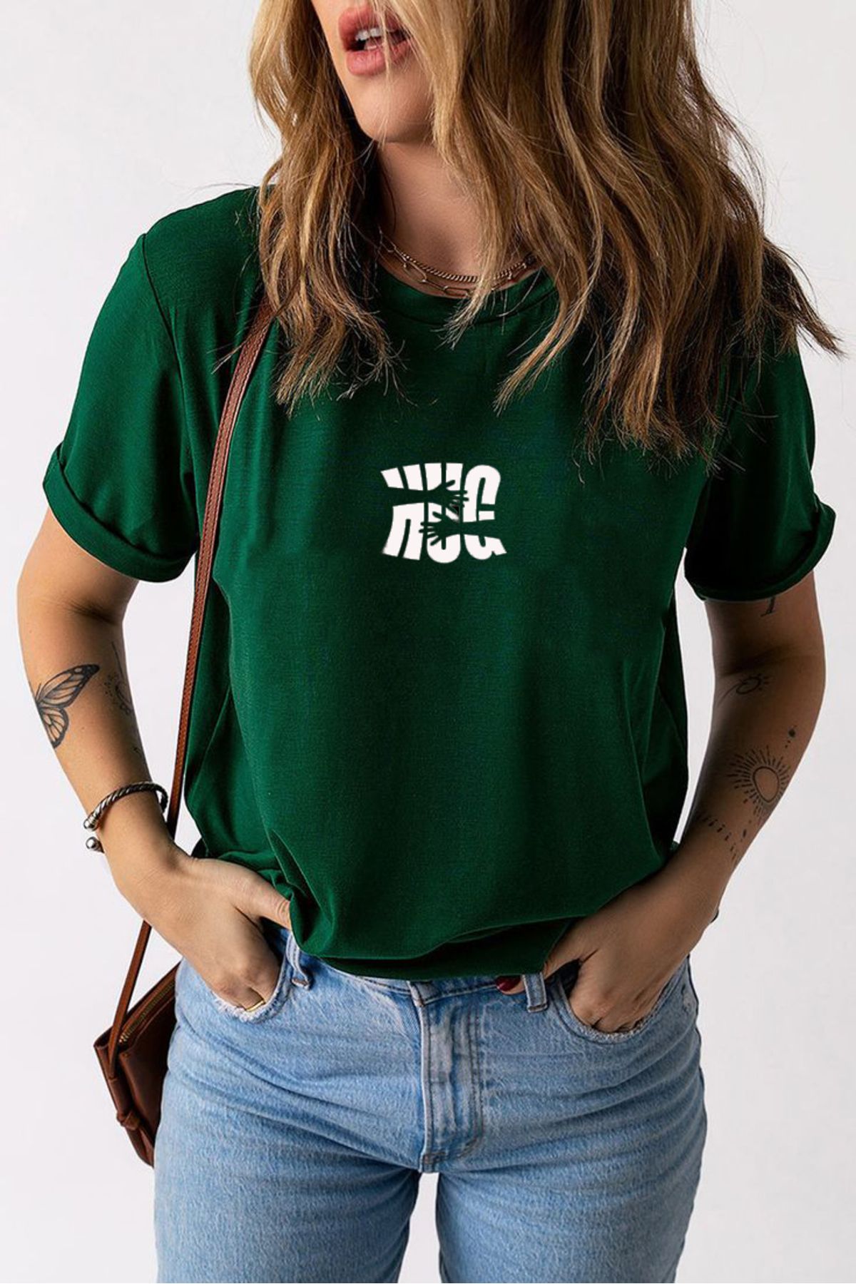 SEL WEAR kadın yazlık pamuklu kumaş (HUG) baskılı oversize t-shirt