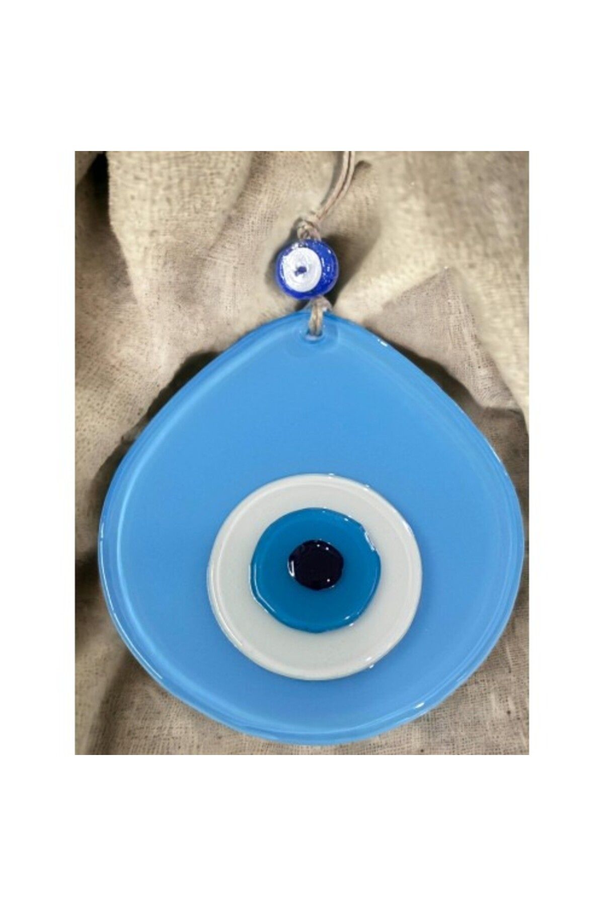 Shop58 Mavi Nazar Boncuklu Açık Mavi Renk Nazar Boncuklu Damla Desen El Yapımı Duvar Süsü