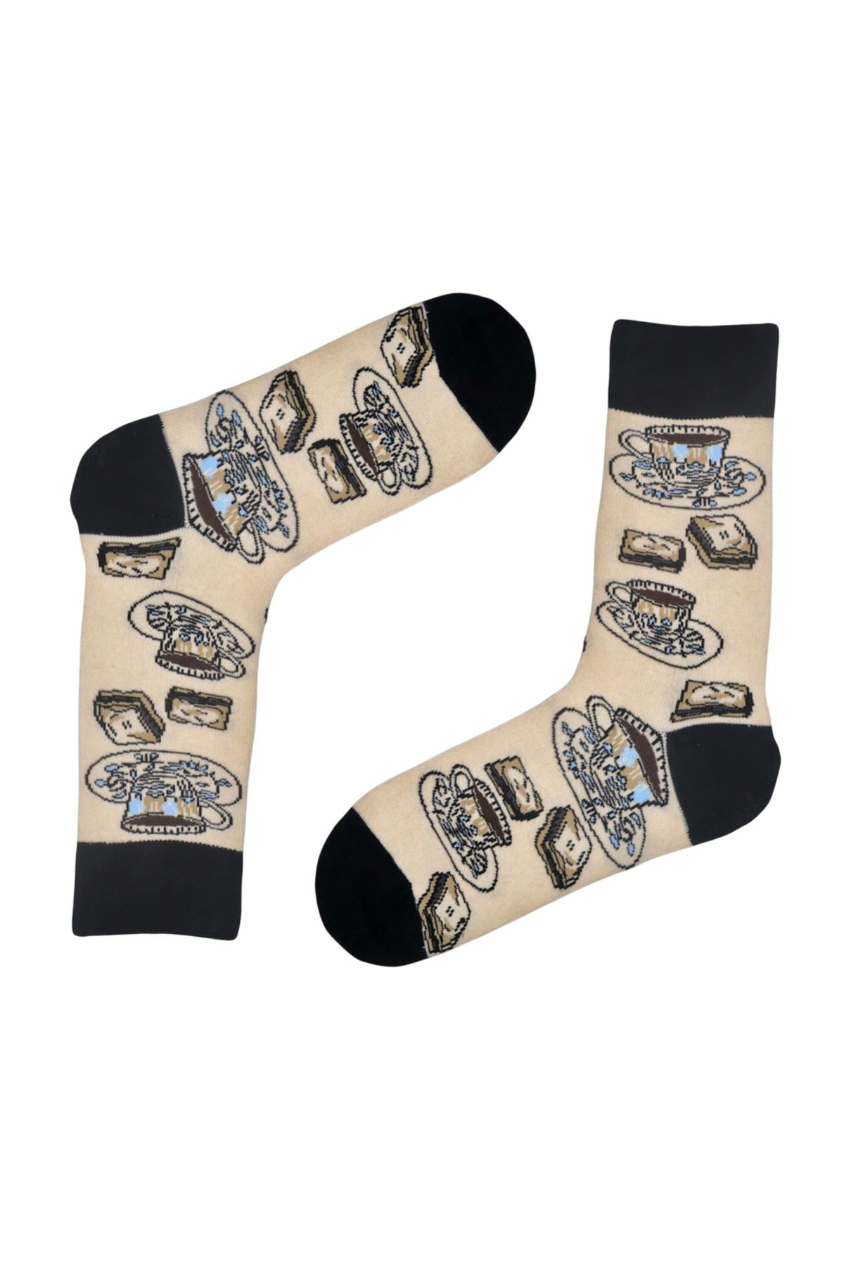 MiaSocks Bej Çoklu Kahve Desenli Çorap