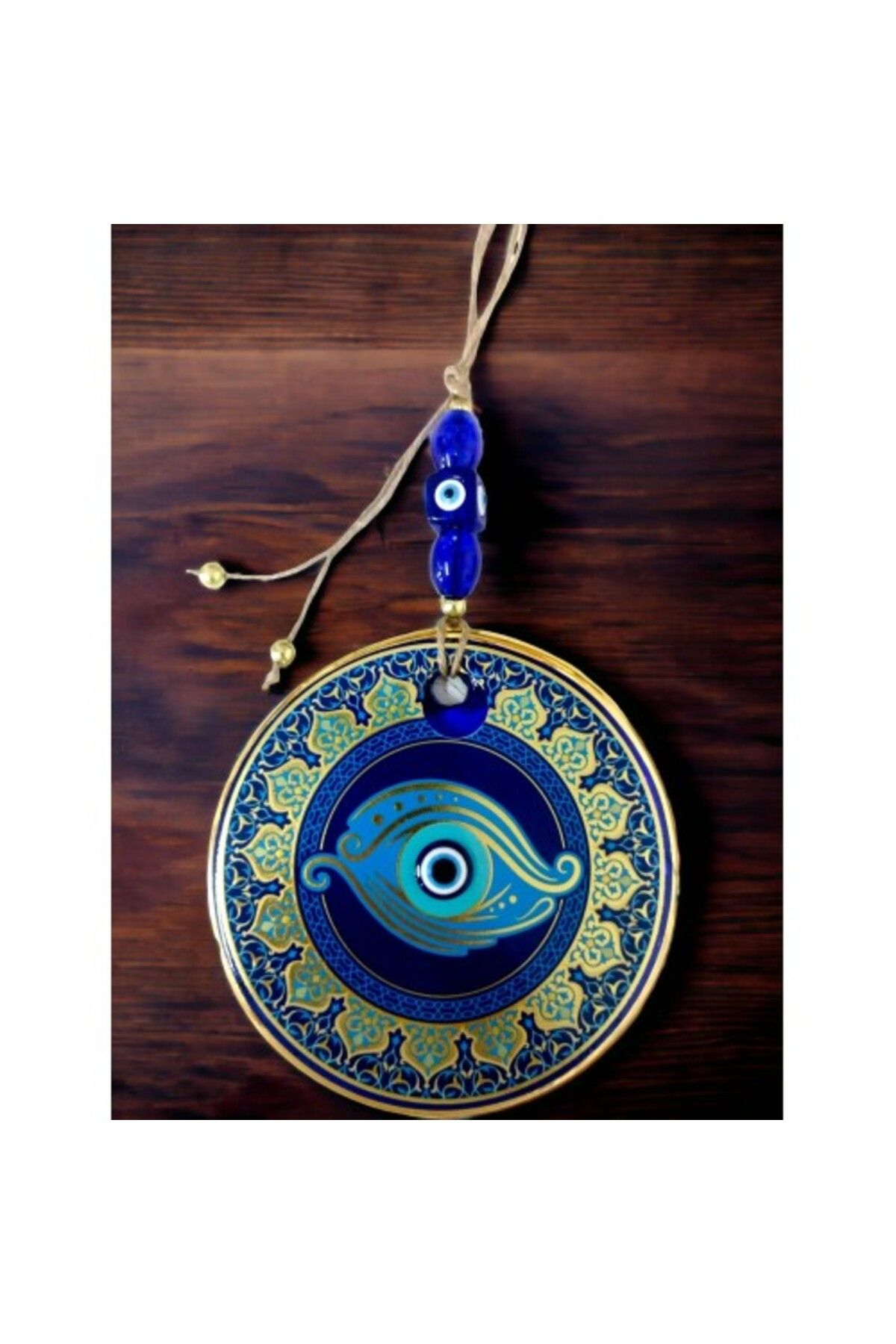 Shop58 Altın İşlemeli Balık Gözlü Nazar Boncuklu Duvar Süsü