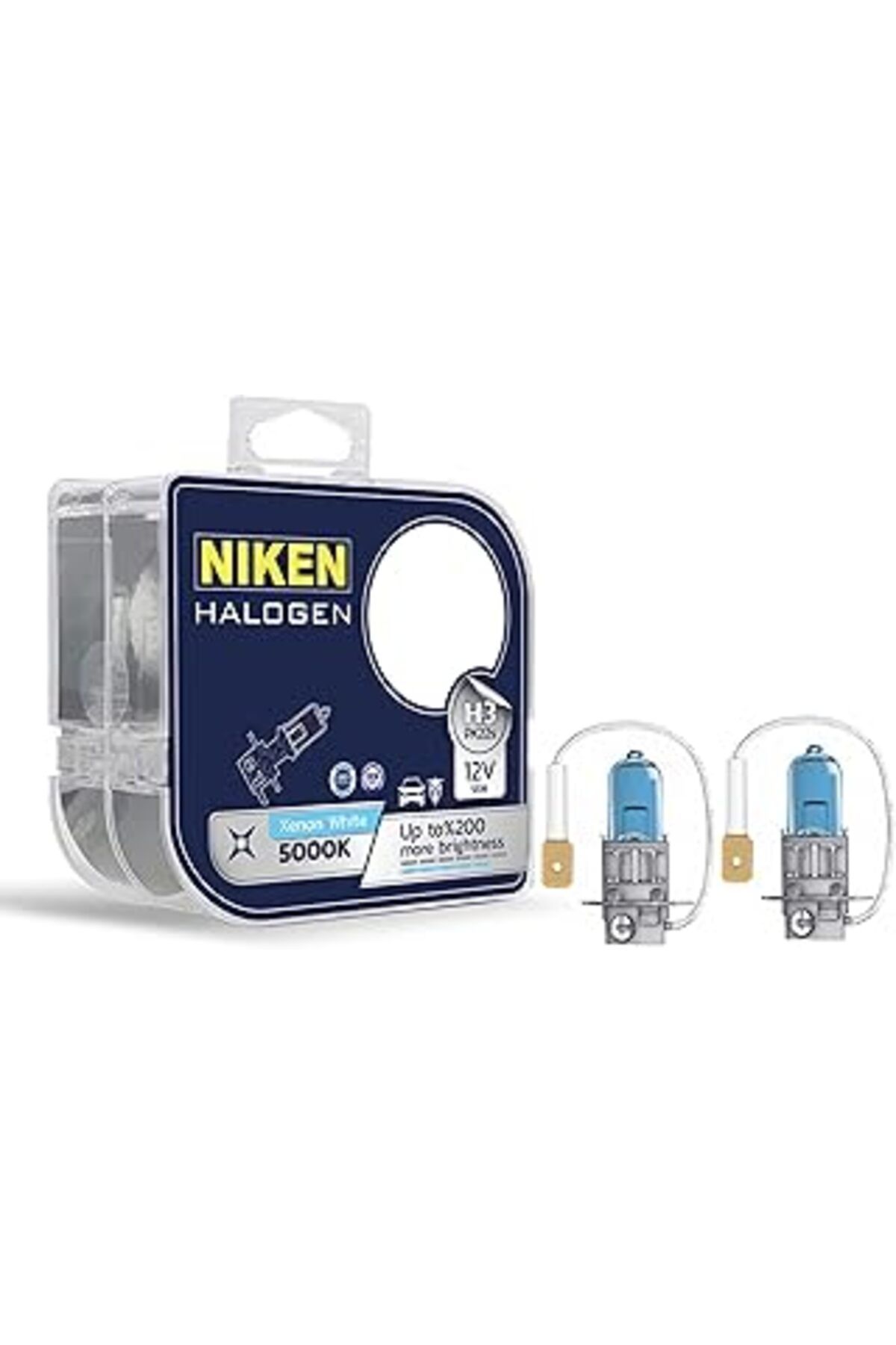 Mu Art Niken 12V H3 55W Beyaz Işık Ampul 5000K, 2 Adet