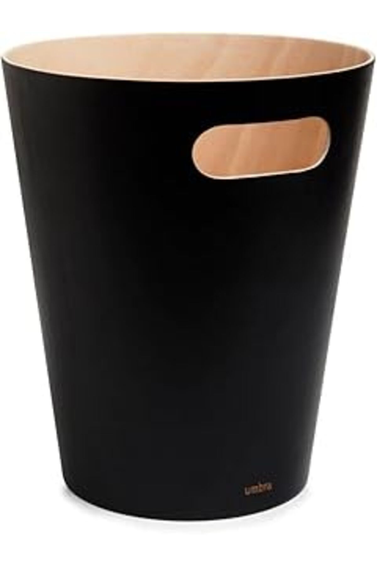 NZM TİCARET Umbra Woodrow Çöp Kovası 2 Galon (7,5 L) Kapasiteli Siyah/Doğal