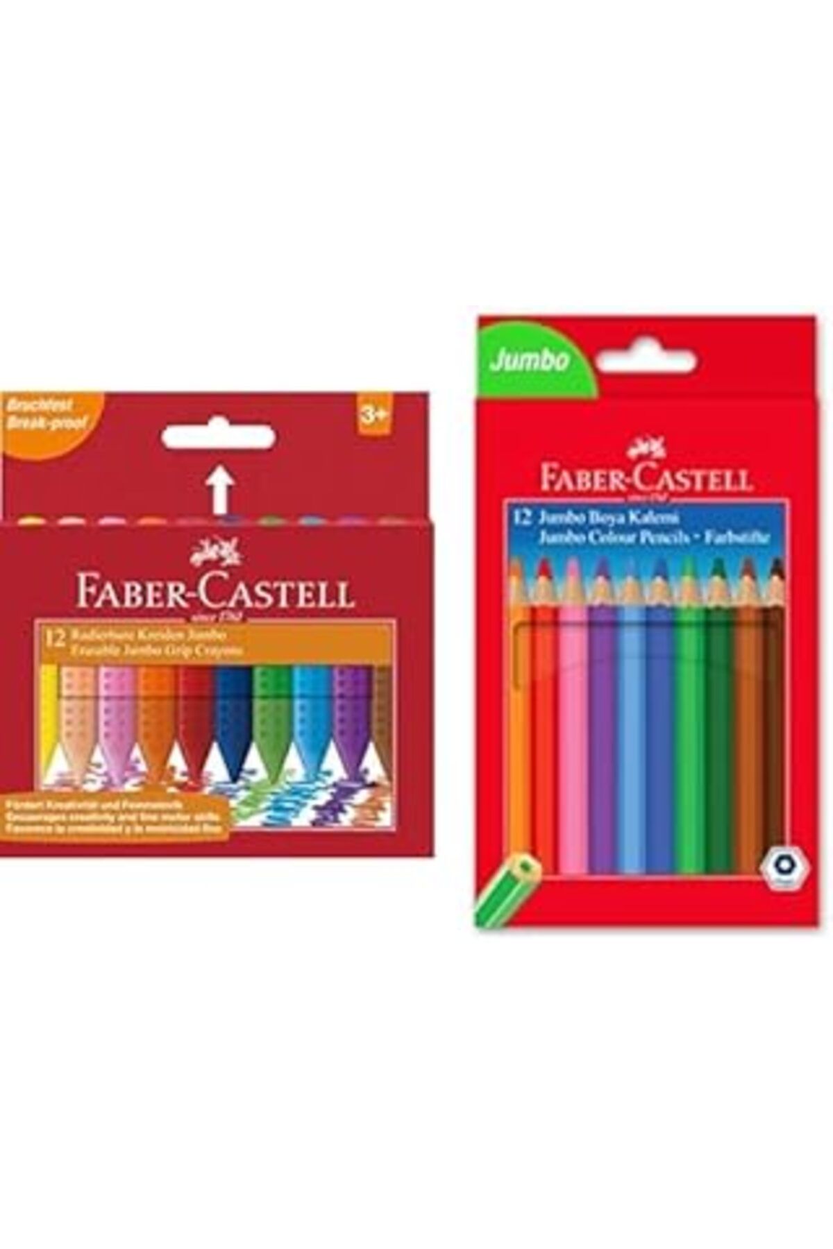 NZM TİCARET Faber-castell Çocuk Boyama Seti (JUMBO MUM BOYA VE BOYA KALEMİ, 12'Lİ)