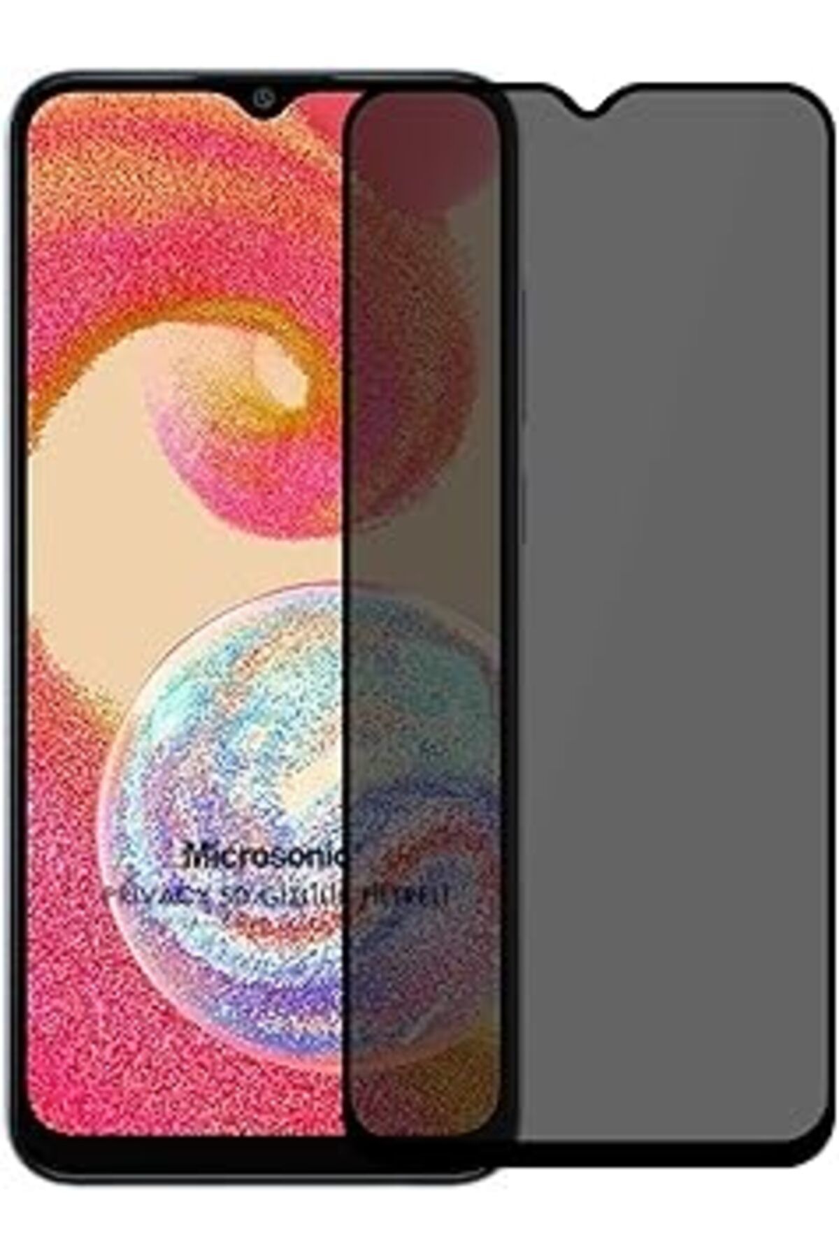 Pazarcan Microsonic Samsung Galaxy A04E Privacy 5D Gizlilik Filtreli Cam Ekran Koruyucu Siyah