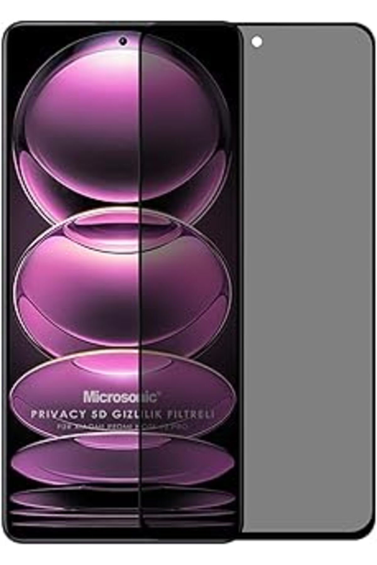 Pİ GLOBAL Microsonic Xiaomi Redmi Note 12 Pro Privacy 5D Gizlilik Filtreli Cam Ekran Koruyucu Siyah