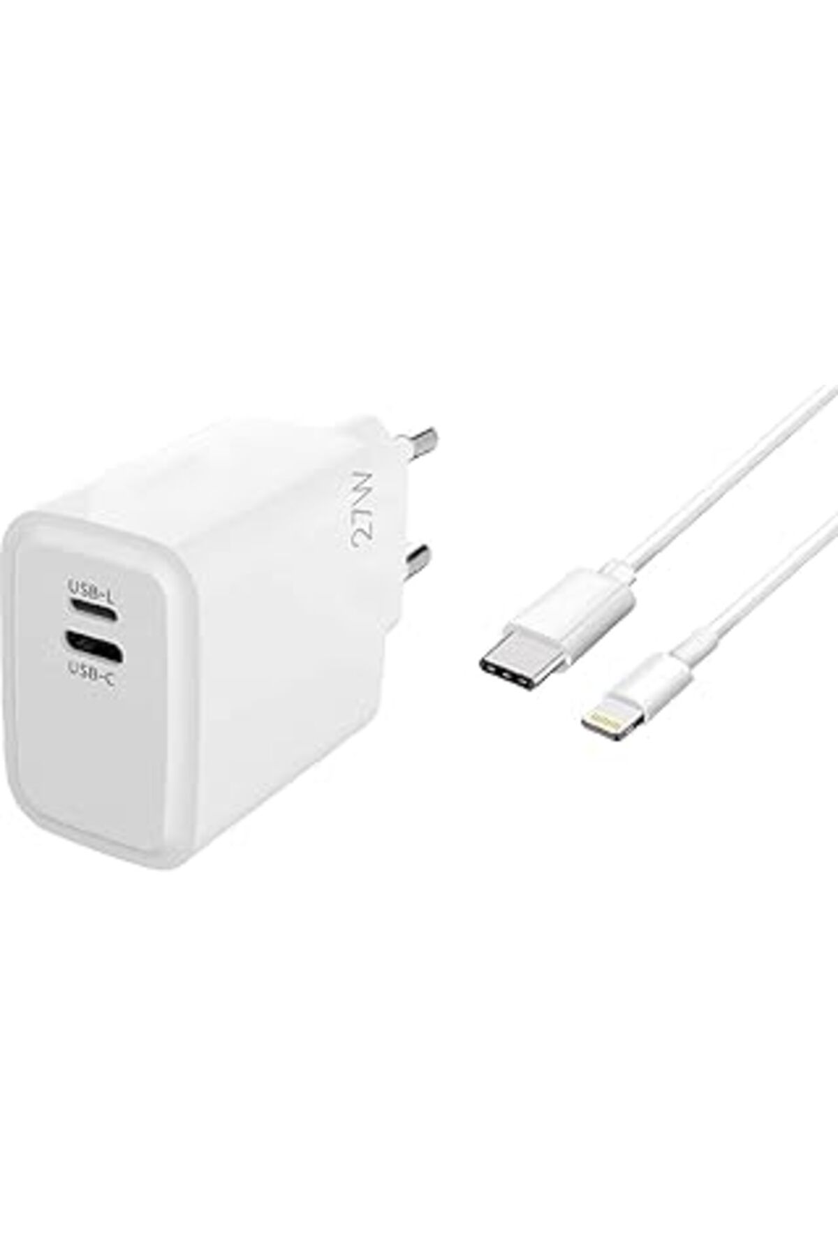 Pazarcan Pdateknoloji Type-C Lightning Çıkışlı Pd 27W 3.0 Hızlı Şarj Kablosu T-Turbo - Beyaz 100Cm Plt-27