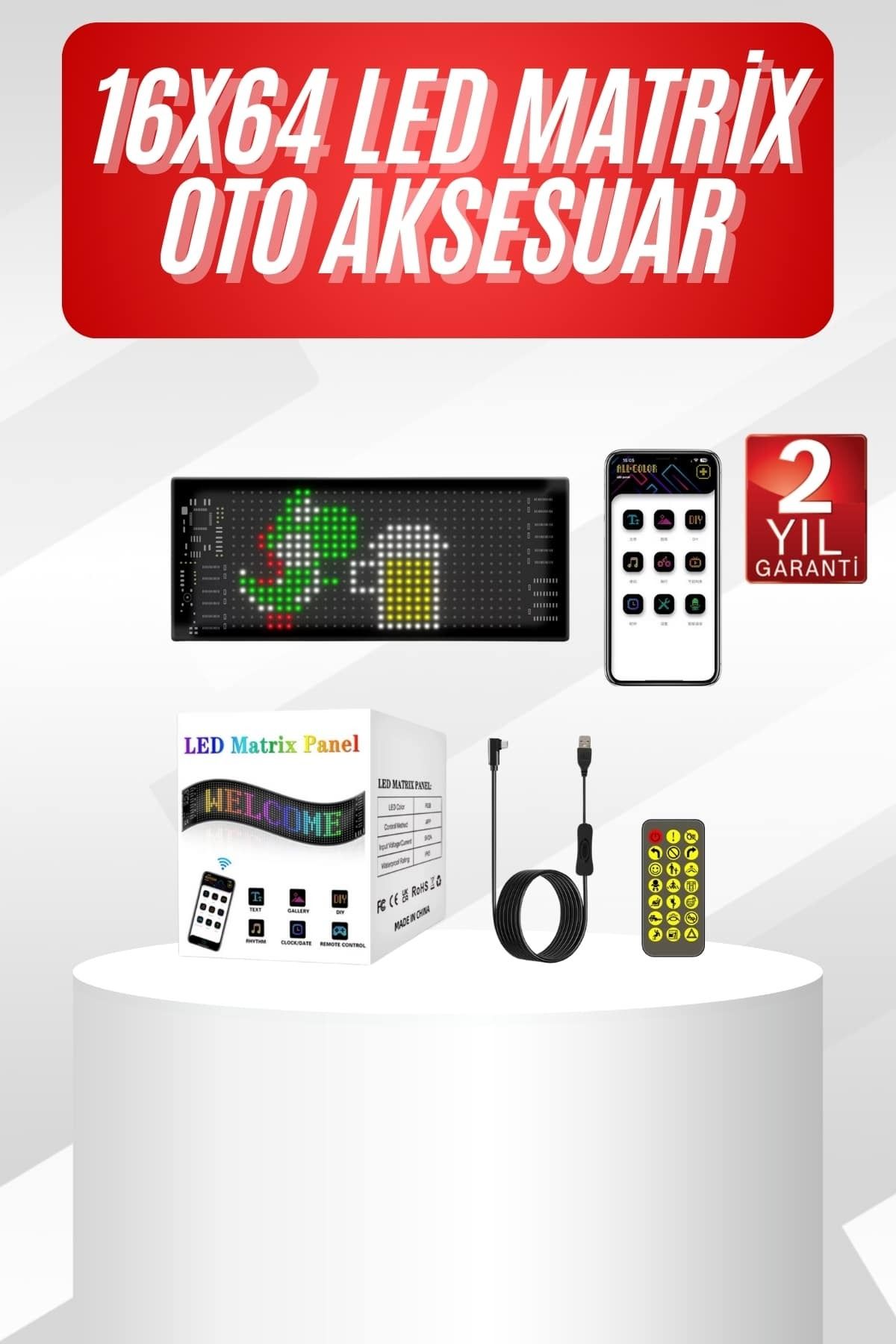 ASTRALTECH Led Ekran Matrix Panel Dijital Araba Yazısı RGB 16x64