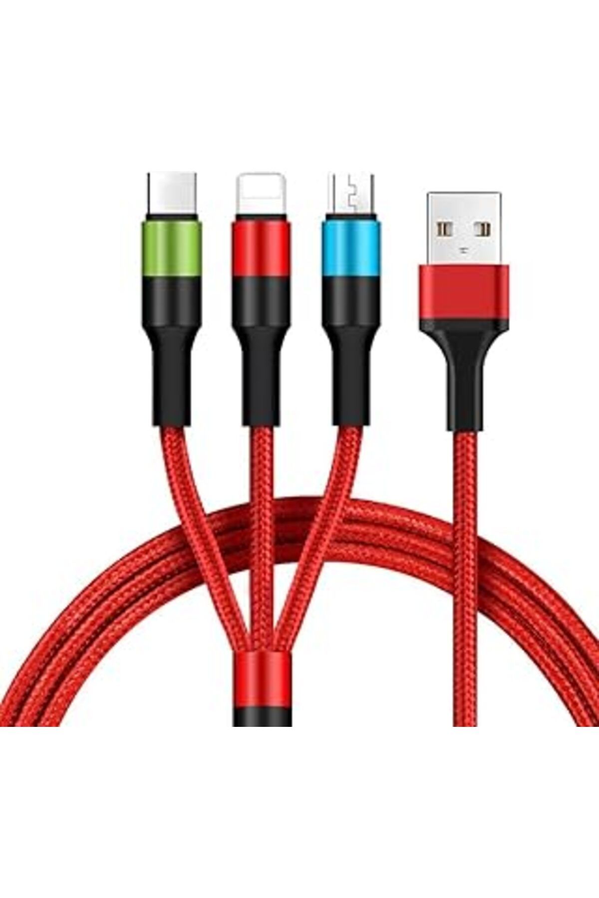 jupiter global bazaar Uruchi Caring Touch Selection 3 In 1, Şarj & Data Aktarım Kablosu, Kırmızı,Lightning & Micro Usb, T