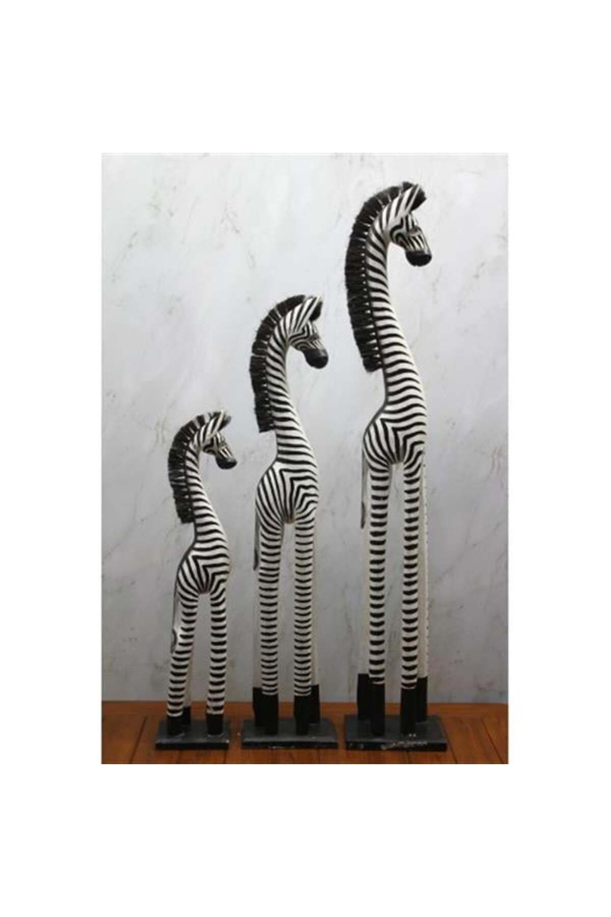 feifei Ahşap 3'Lü Zebra Figürü