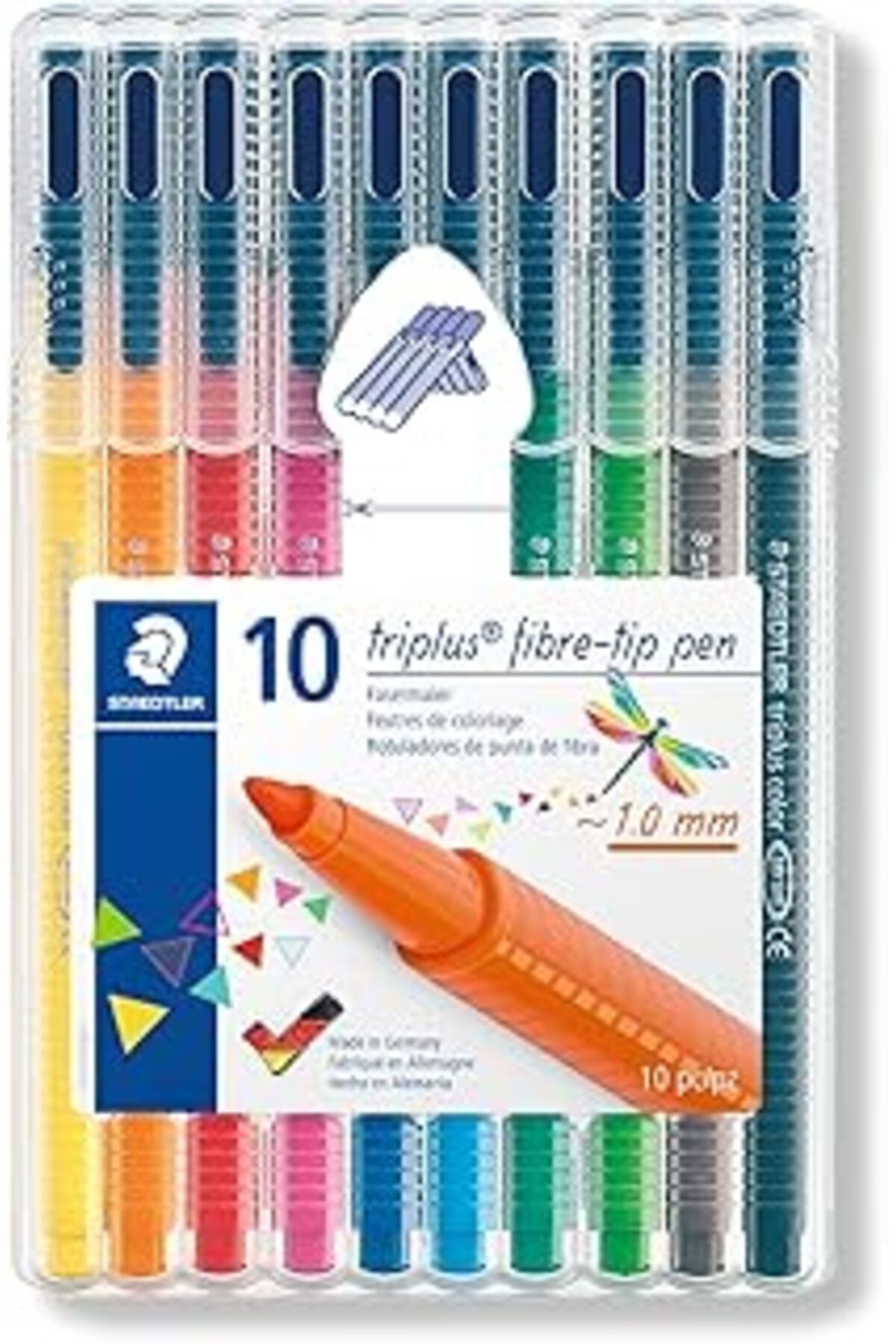 Pazarcan Staedtler 323 Sb10 Triplus Color Üçgen Keçeli Kalem 1.0 Mm 10'Lu Set
