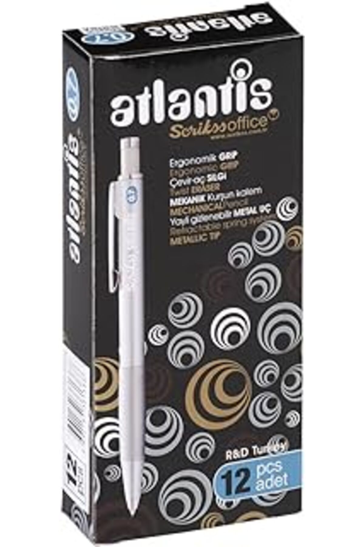 Mu Art Scrikss Office Atlantis Versatil Kalem 0.7 Mm 12'Li Ambalaj Siyah