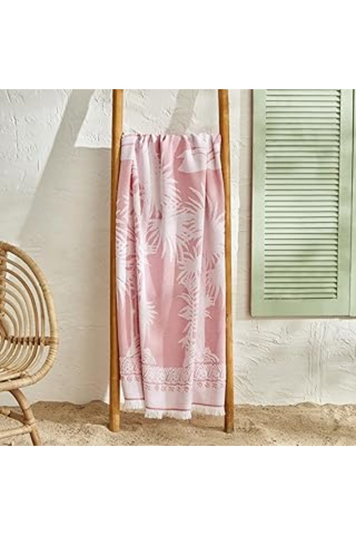 Mu Art Ahşap Karaca Palm Tree Mercan Plaj Havlusu