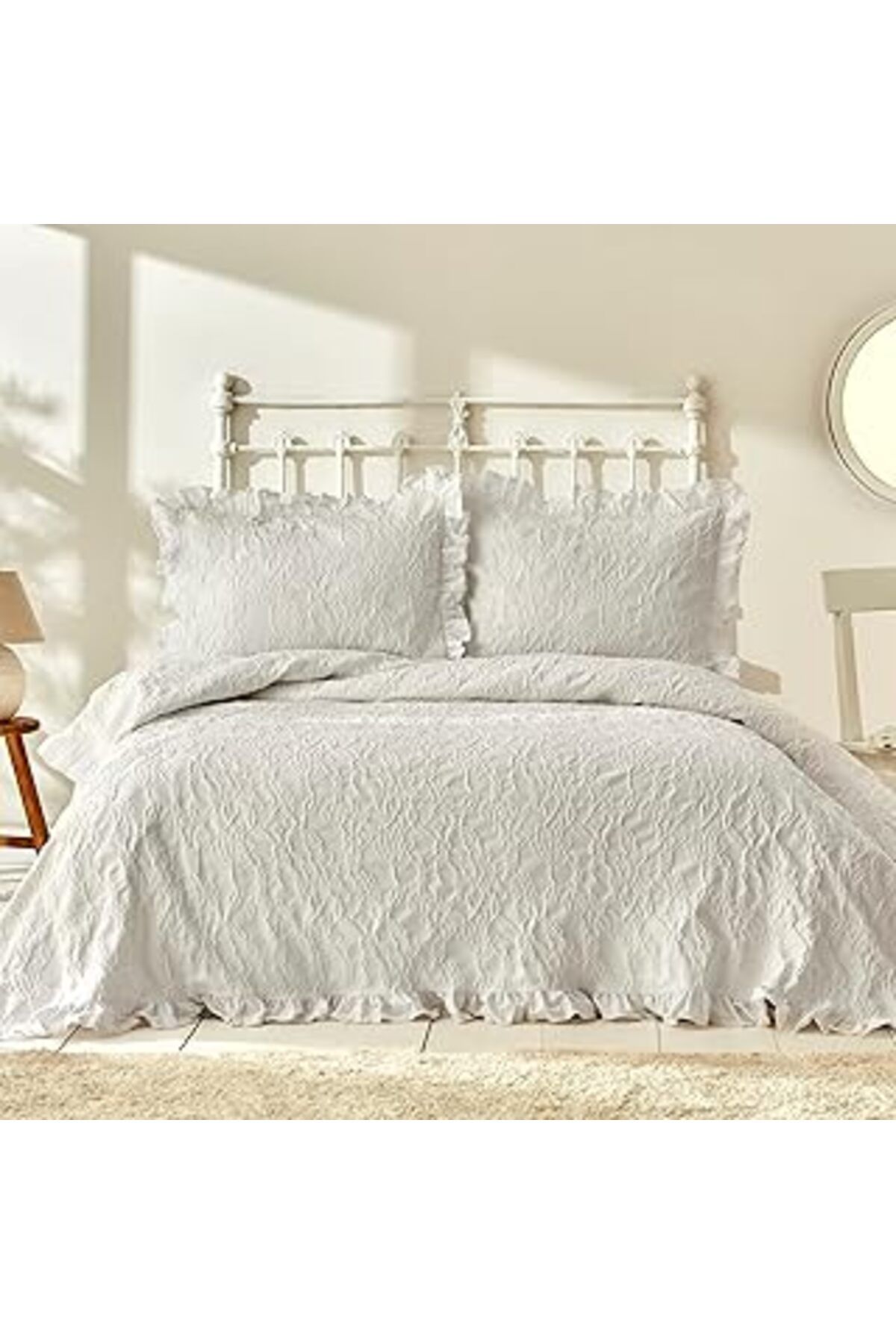 Mu Art Karaca Home White Collection Tyra Çift Kişilik Yatak Örtüsü Beyaz