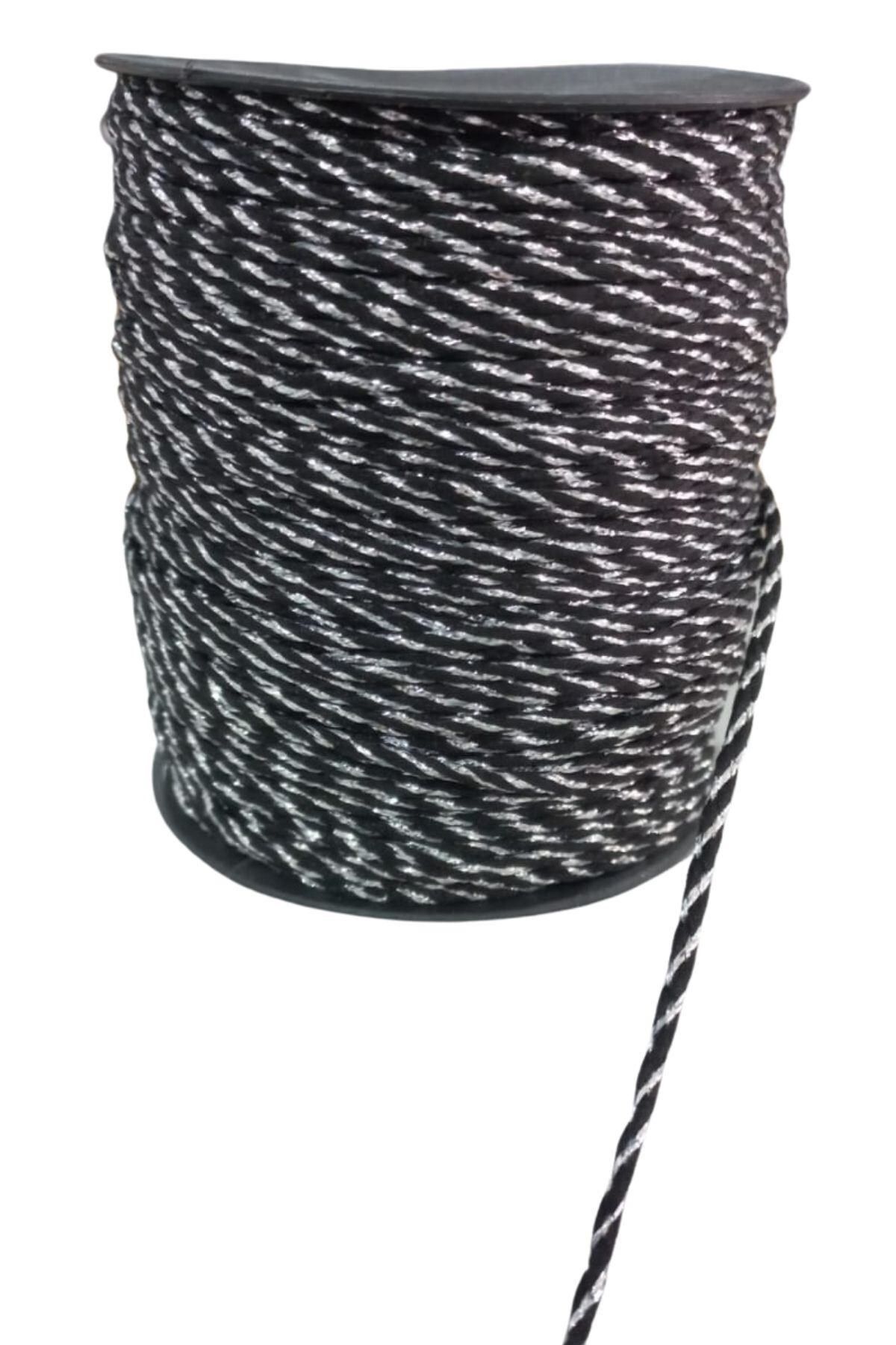 Nurum E Tİcaret Bileklik ipi, Hediye Paketleme ipi, Şans, Bereket, Aşk, Şifa, Güç 5 mm Pamuk 5 metre Siyah