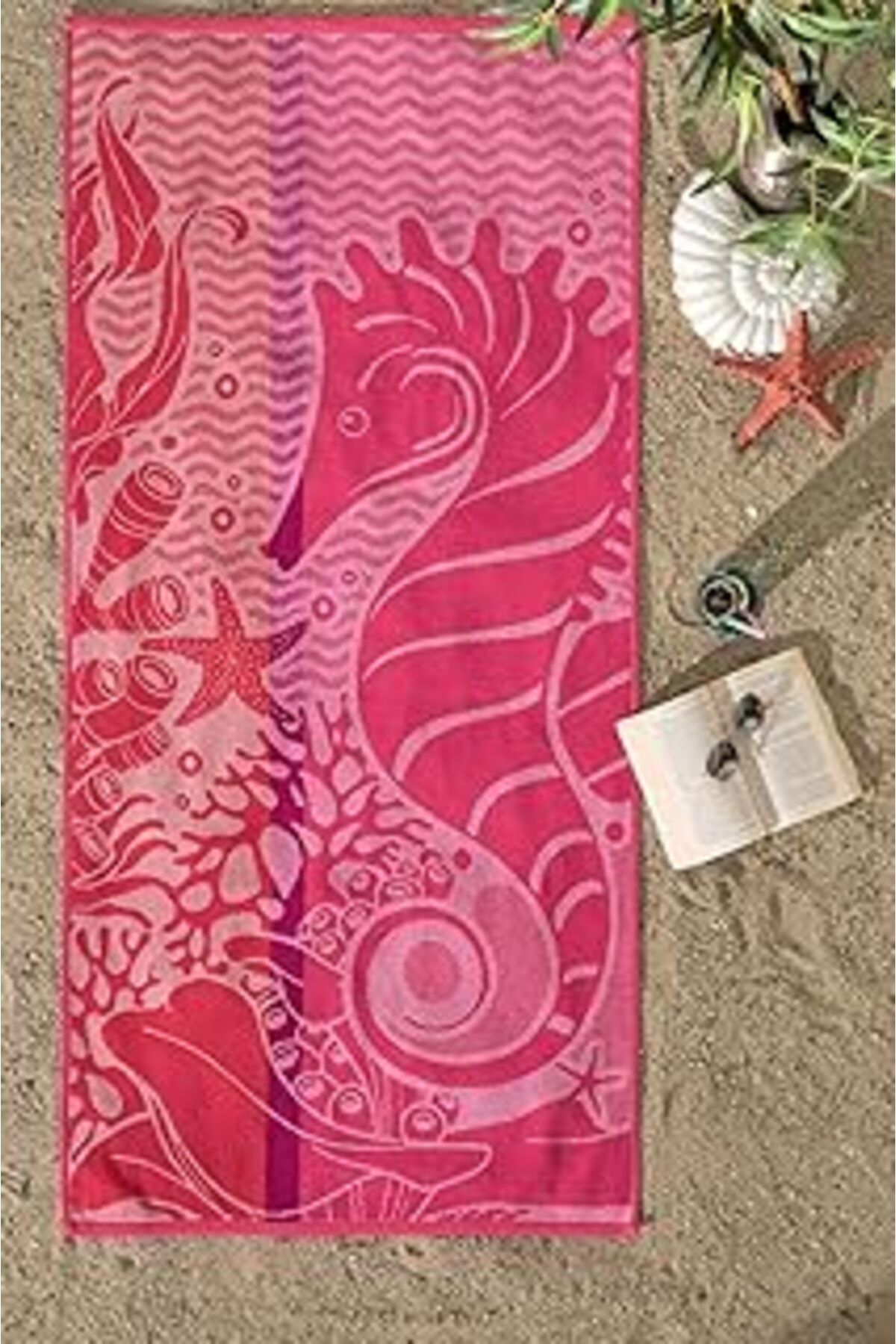 NZM TİCARET Özdilek Nice Pink Seahorse Plaj Havlusu 70X150 Cm