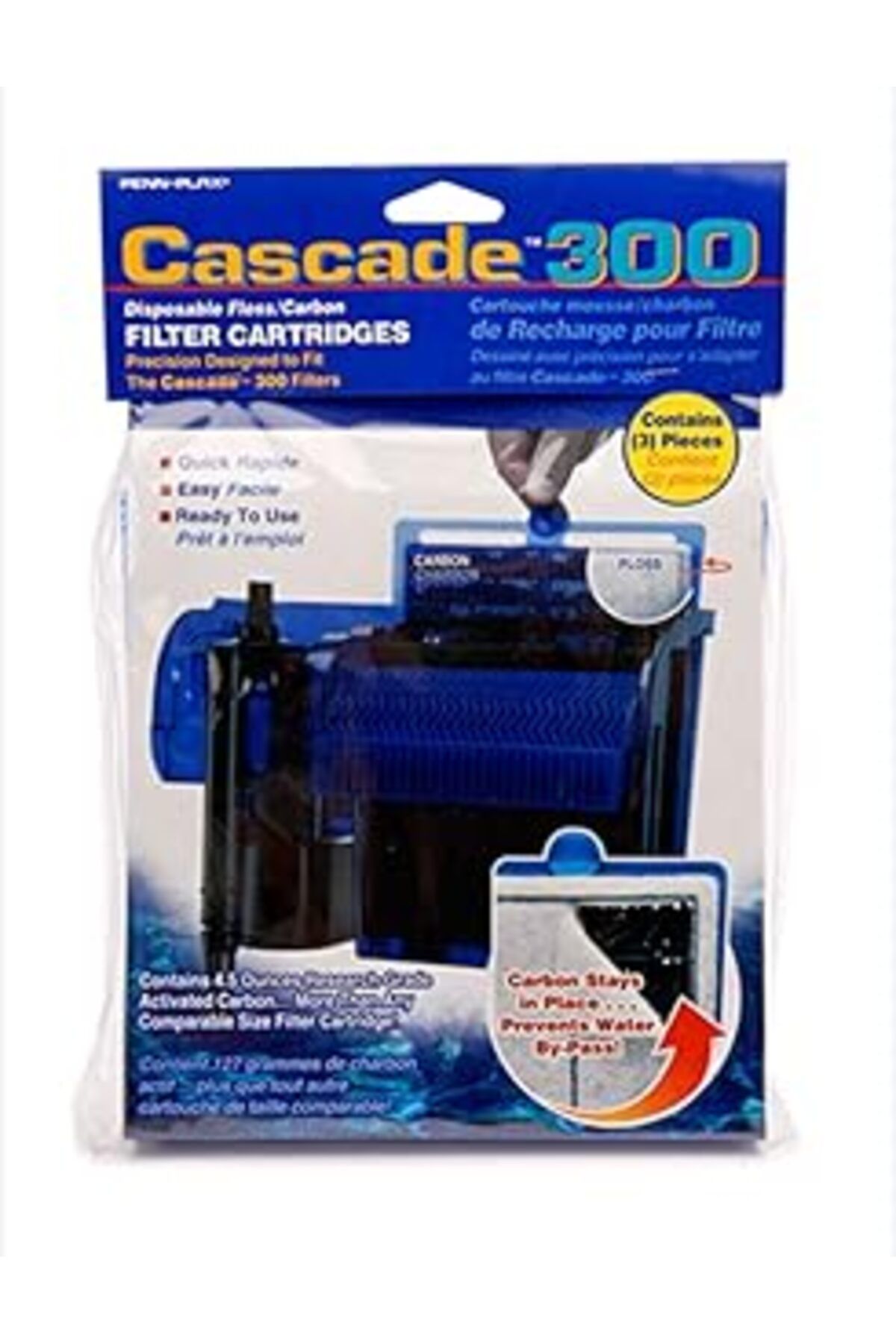 Pazarcan Penn-Plax Cascade 300 Gph Aktif Karbonlu Akvaryum Filtre Kartuşları, 3'Lü Paket