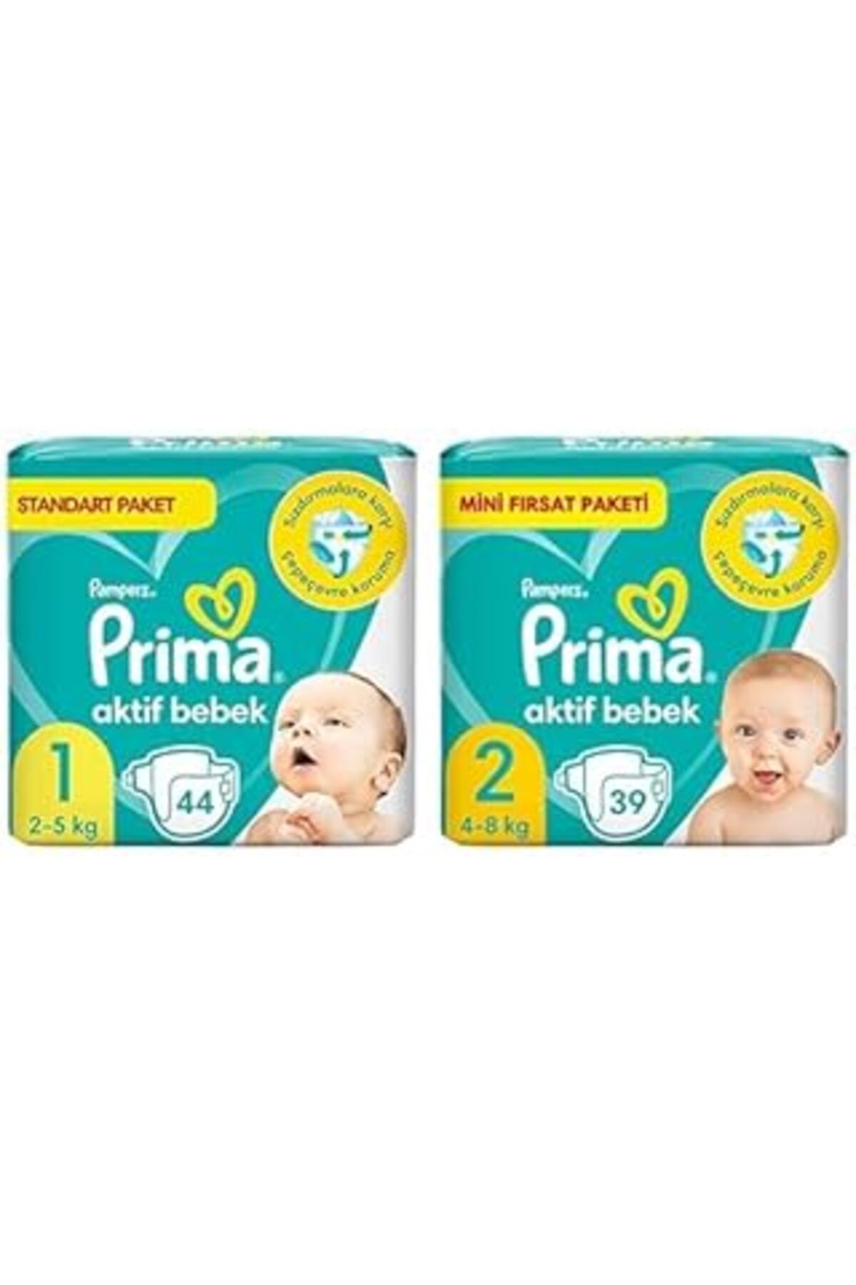 NZM TİCARET Bebek Bezi Aktif Bebek 1 Numara 44 Adet Standart Paket & Bebek Bezi Aktif Bebek 2 Numara 39 Adet