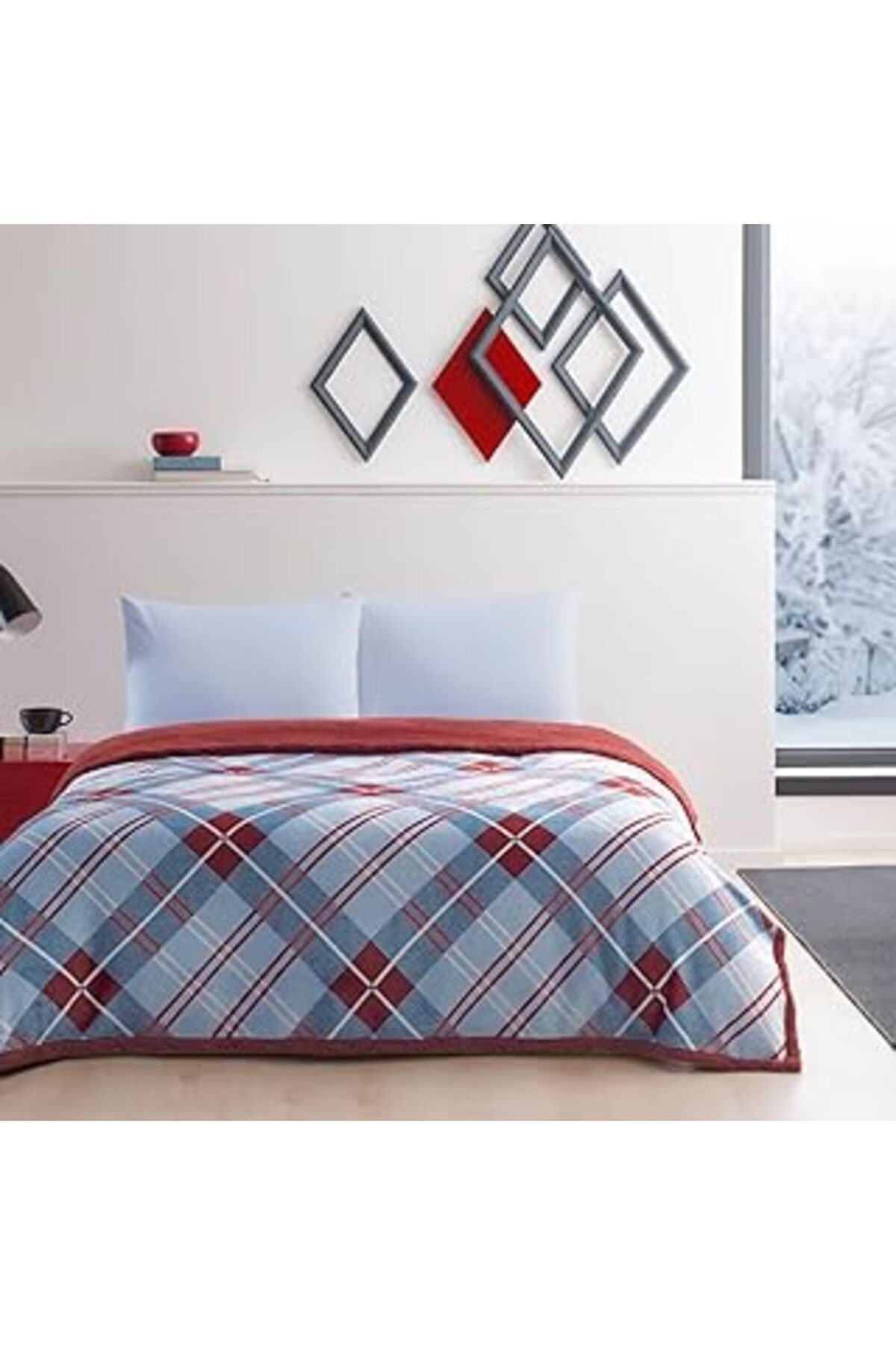 Pazarcan Çarşaf Seti Pamuk Battaniye Polyester Rialta Nevresim Takımı Kırmızı Tek Kişilik