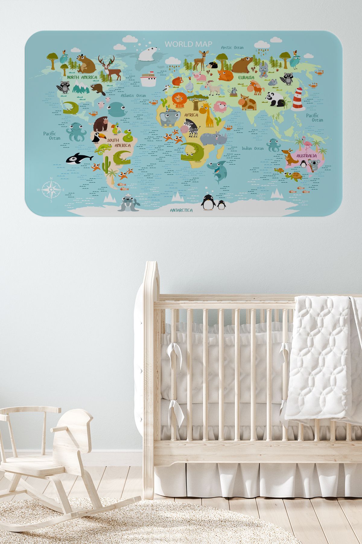 bluvex Eğitici Dünya Haritası Dünya Atlası Çocuk ve Bebek Odası Duvar Sticker-60x105-3782
