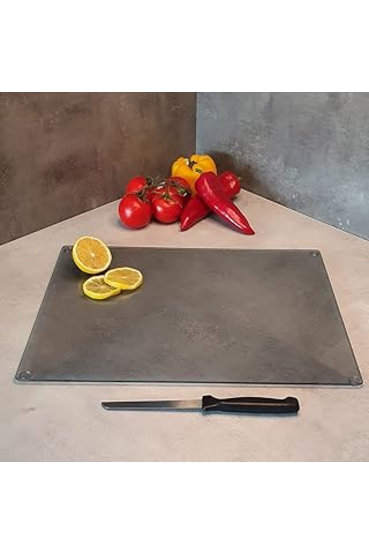 NZM TİCARET Decorita Cam Kesme Tahtası - Cam Kesme Tablası | Füme Cam (30Cm X 40Cm)