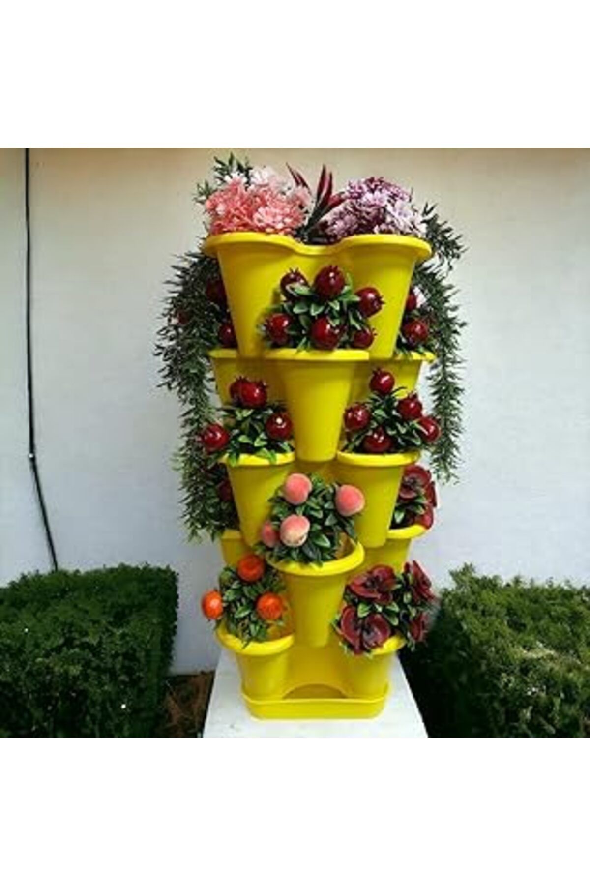Mu Art Ahşap Moreva 5 Katlı Şanslı Yonca Kule Saksı Seti Çiçek Bitki Sebze Meyve Salon Mutfak Banyo Bahçe Saksı