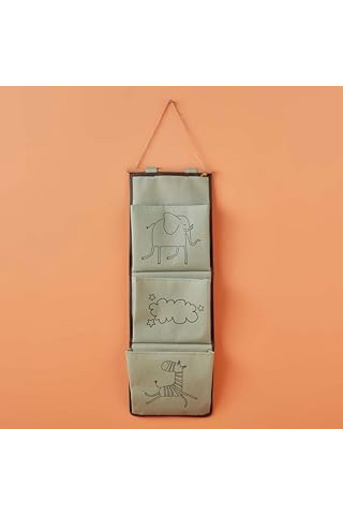 Mu Art Bella Maison Zoo Hayvan Baskılı%70 Polyester%30 Pamuk Askılı Organizer, Yeşil, 20X60 Cm