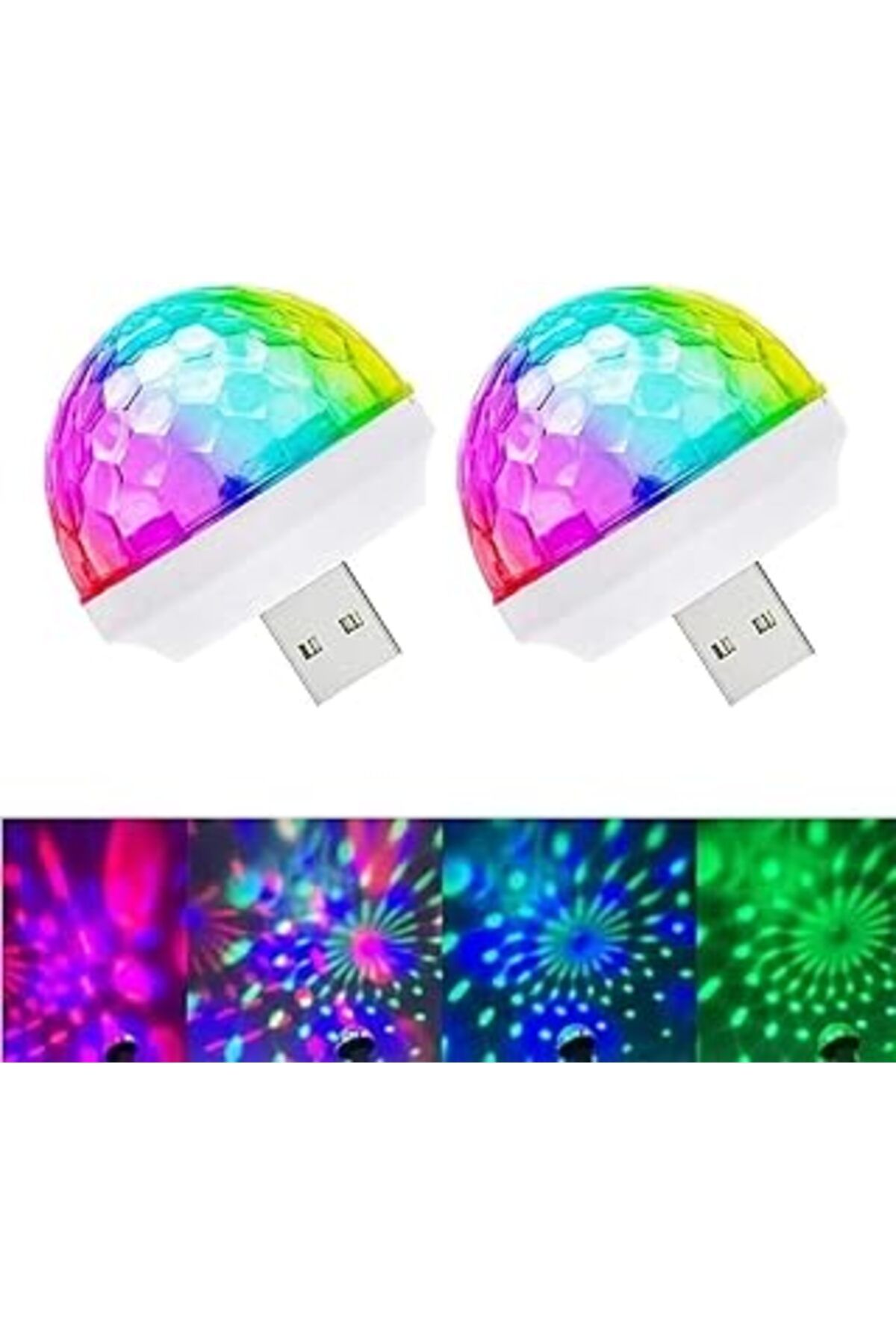 Mu Art Aksesuarcı Müziğe Ve Sese Duyarlı Mini Parti Disko Topu Rgb Usb Led Işık, Müzikle Ve Sesle Değişen