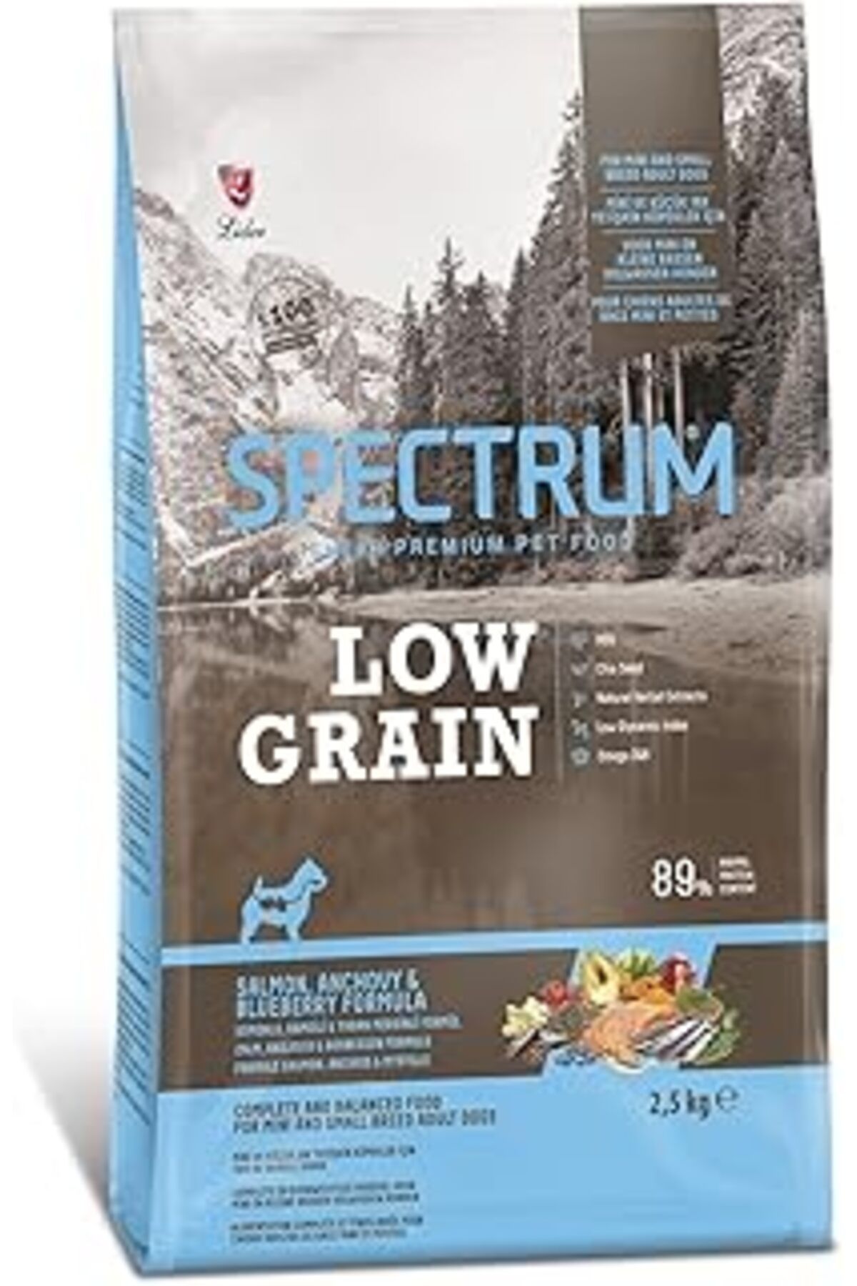Mu Art Ahşap Spectrum Düşük Tahıllı Somonlu, Hamsili, Yaban Mersinli Küçük Irk Yetişkin Köpek Maması 2.5Kg
