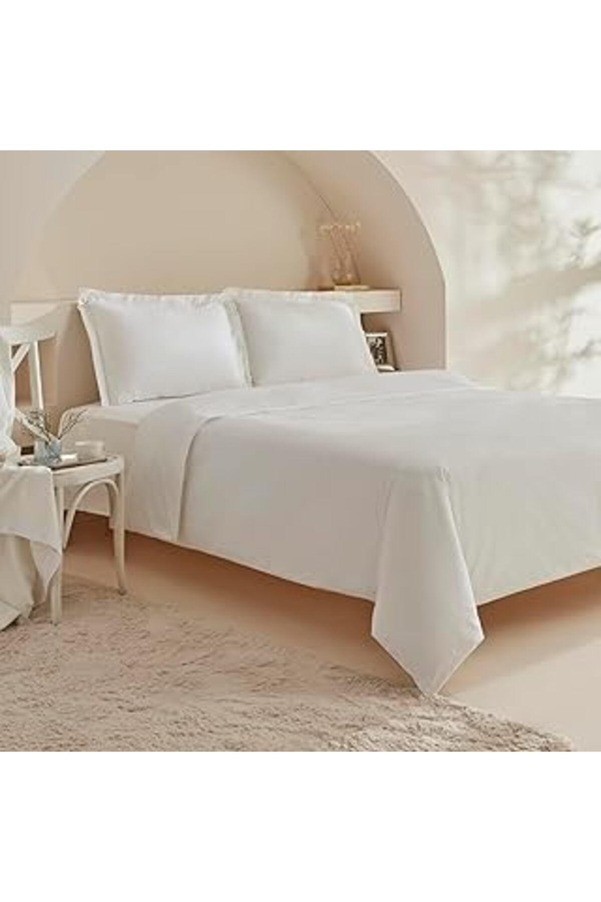 robotrend White Collection Ina Çift Kişilik Percale Nevresim Takımı Beyaz