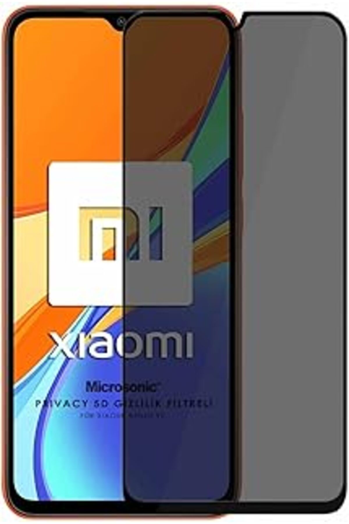 Pazarcan Microsonic Xiaomi Redmi 10A Privacy 5D Gizlilik Filtreli Cam Ekran Koruyucu Siyah