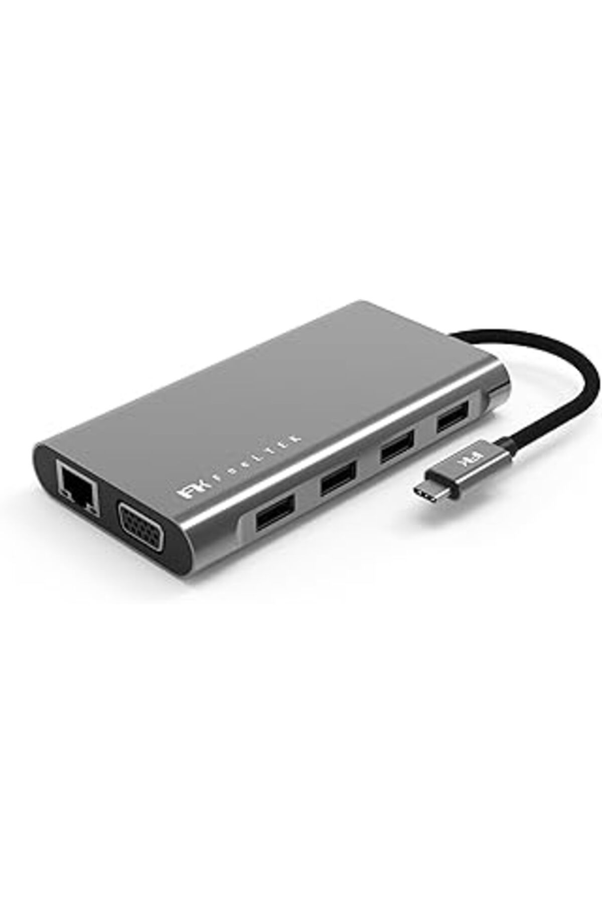 robotrend Feeltek Type-C Adaptör Usb Çoğaltıcı Hdmi-Vga Ethernet Dönüştürücü 2Xhdmi 4K Full Hd Gri