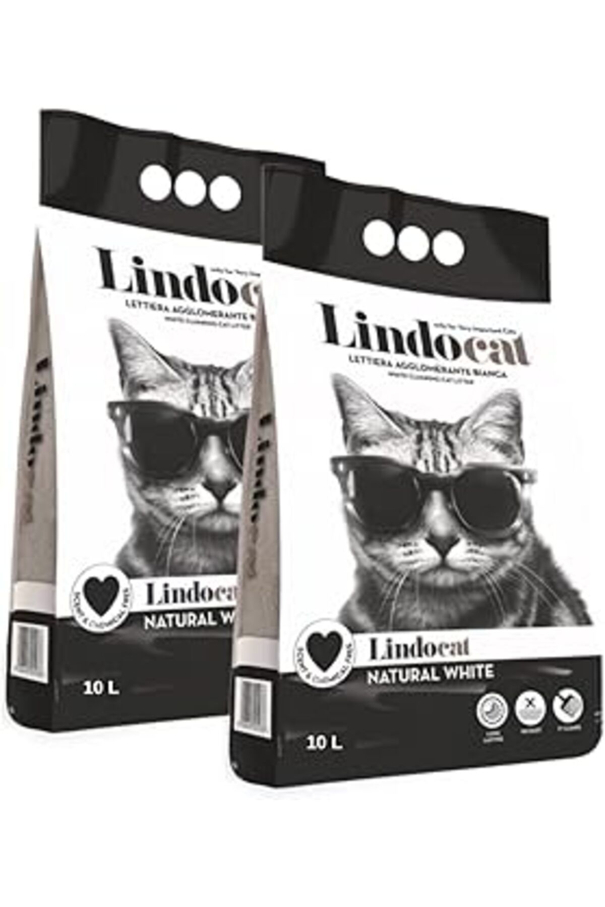 robotrend Lindocat Hijyenik Parfümsüz Topaklaşan Kalın Taneli Kedi Kumu 10lt X 2