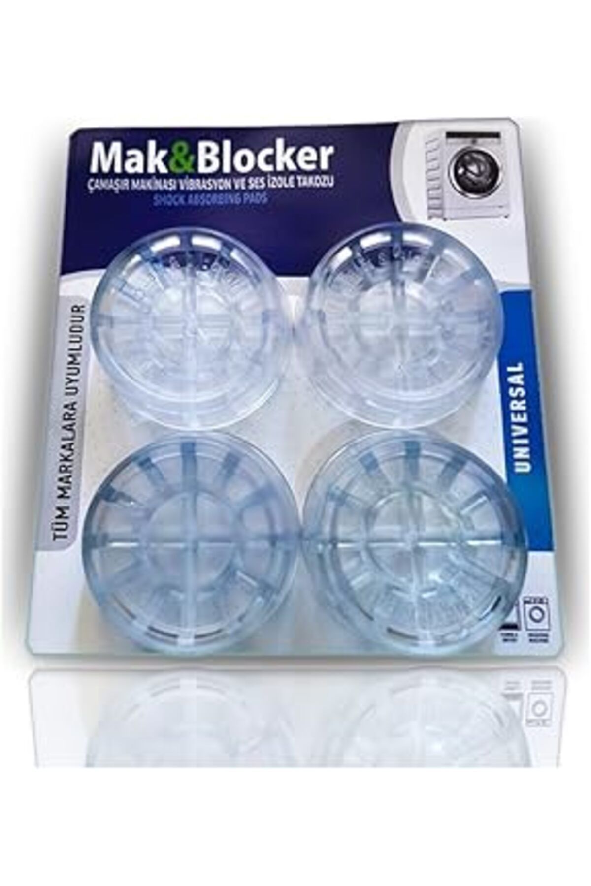 NZM TİCARET Mak & Blocker Çamaşır Makinesi Titreşim Önleyici Ayak (Şeffaf Kauçuk)