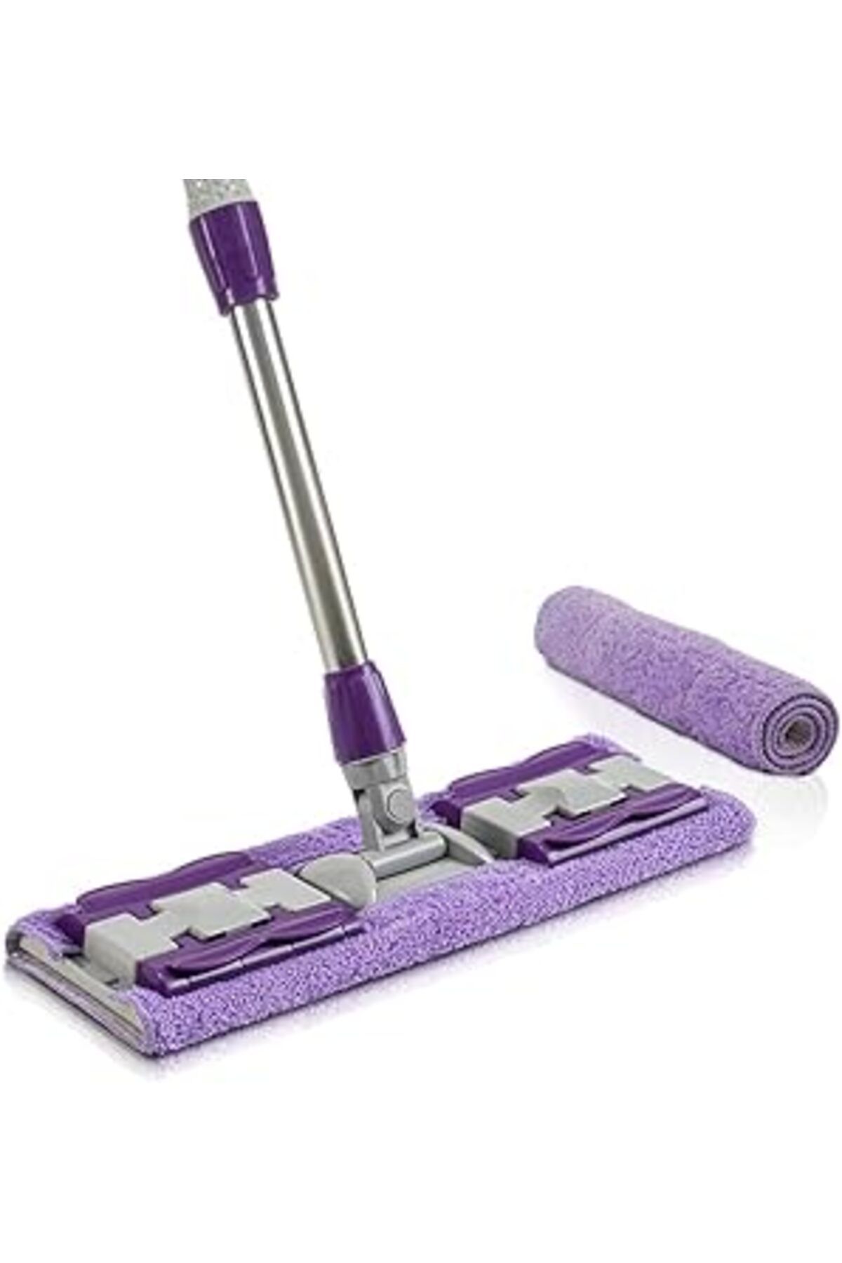 Mu Art Orret Home Yedek Mikrofiber Bezli Mandallı Mop, Sıkıştırmalı, Uzayabilir Teleskopik Saplı, 360 Dere