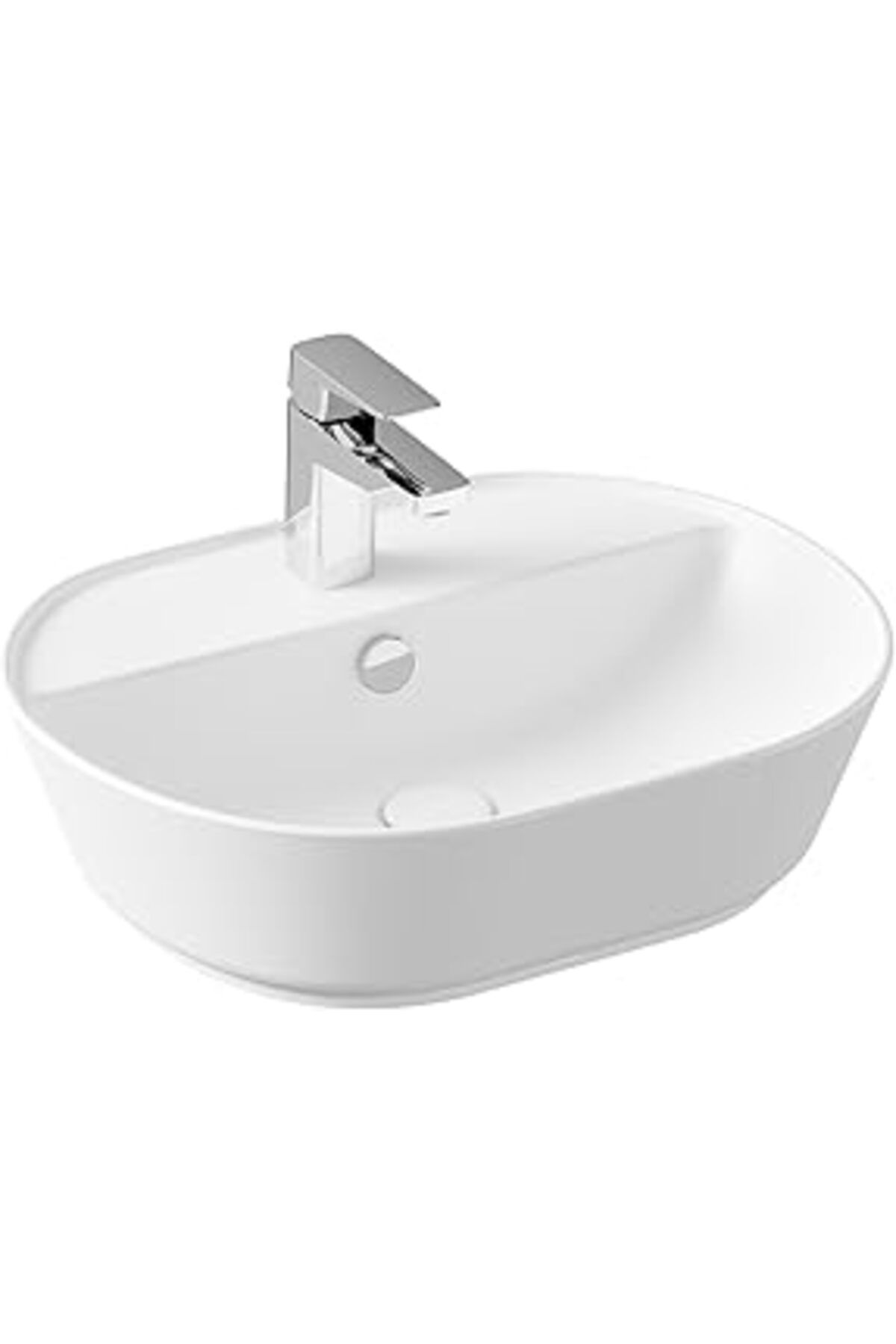 Pazarcan Vitra Geo 7428B001-0001 Oval Çanak Lavabo 55 Cm, Mat Beyaz