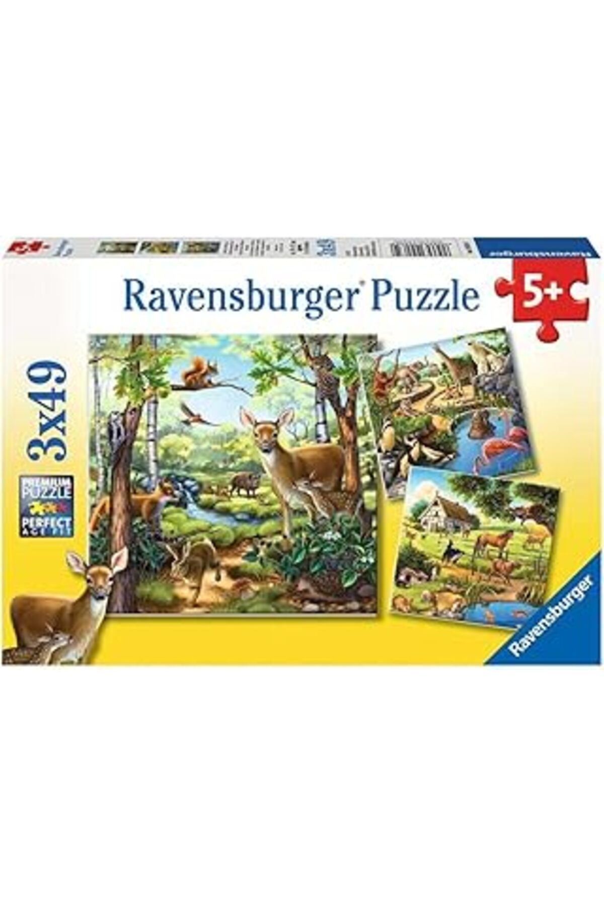 Mu Art Ravensburger 92659 Dağ Hayvanları Çocuk Puzzle, Çok Renkli, 3X49 Parça