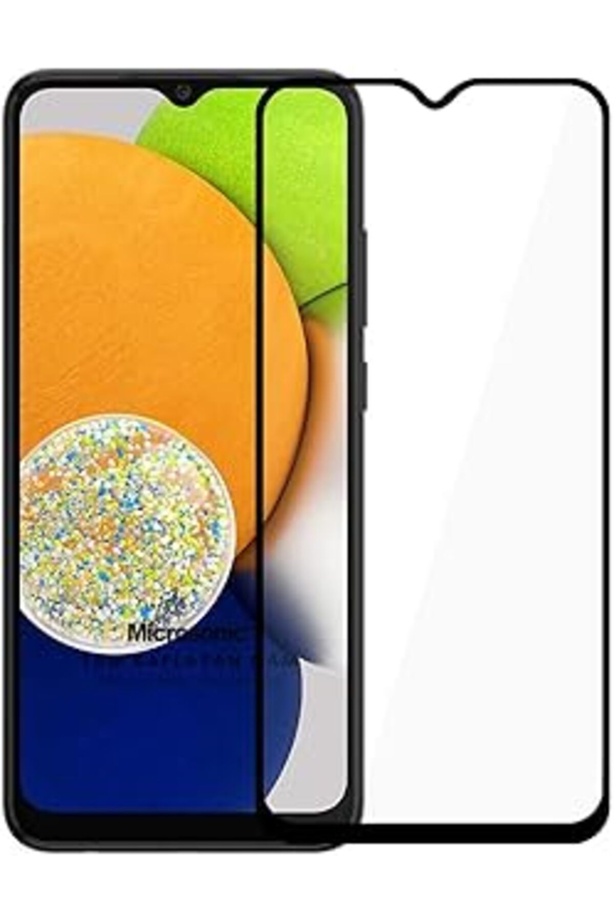 jupiter global bazaar Microsonic Samsung Galaxy A03 Tam Kaplayan Temperli Cam Ekran Koruyucu Siyah