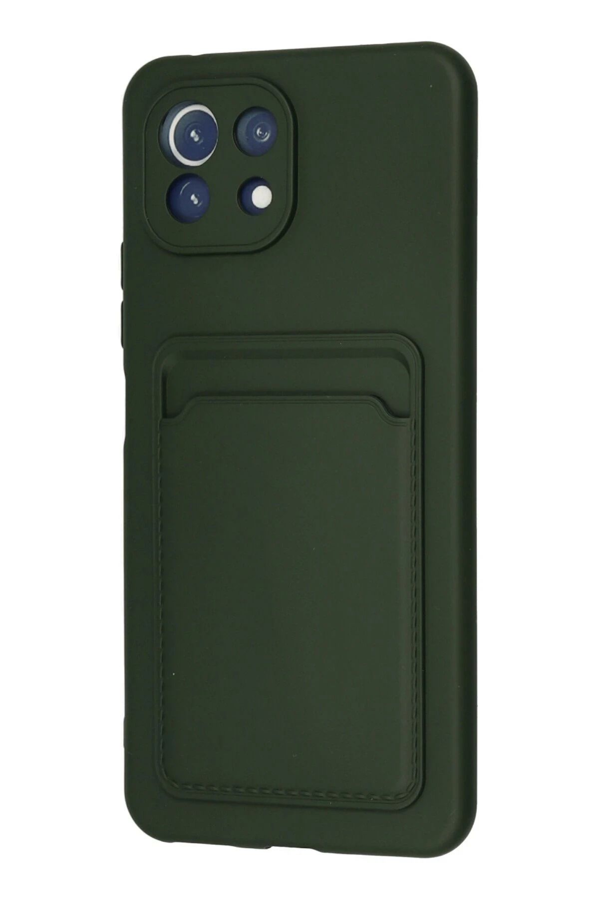 NewFace Xiaomi Mi 11 Kılıf Kelvin Kartvizitli Silikon - Koyu Yeşil SVLRS