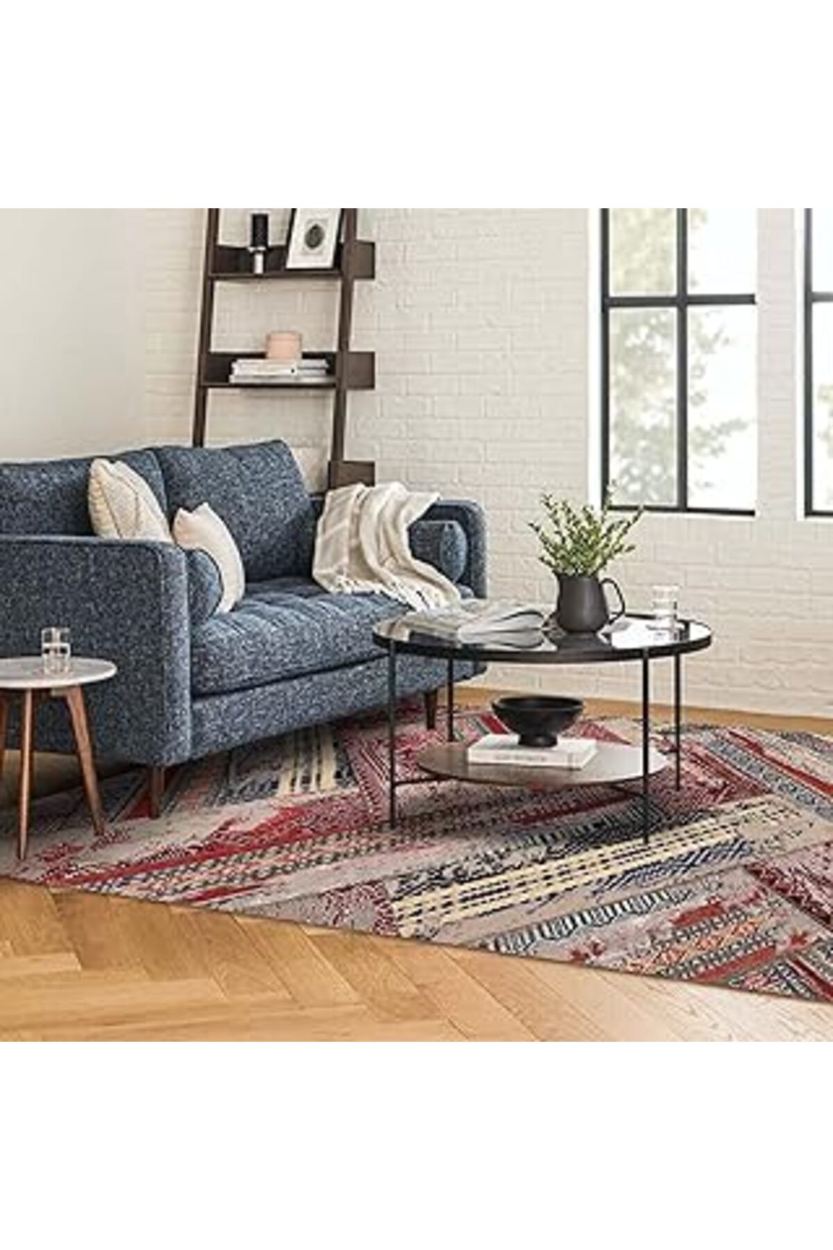 robotrend Latte Dizayn Badra Desenli Pamuk Tabanlı Yıkanabilen Kaydırmaz Antibakteriyel Salon Halısı 100X150