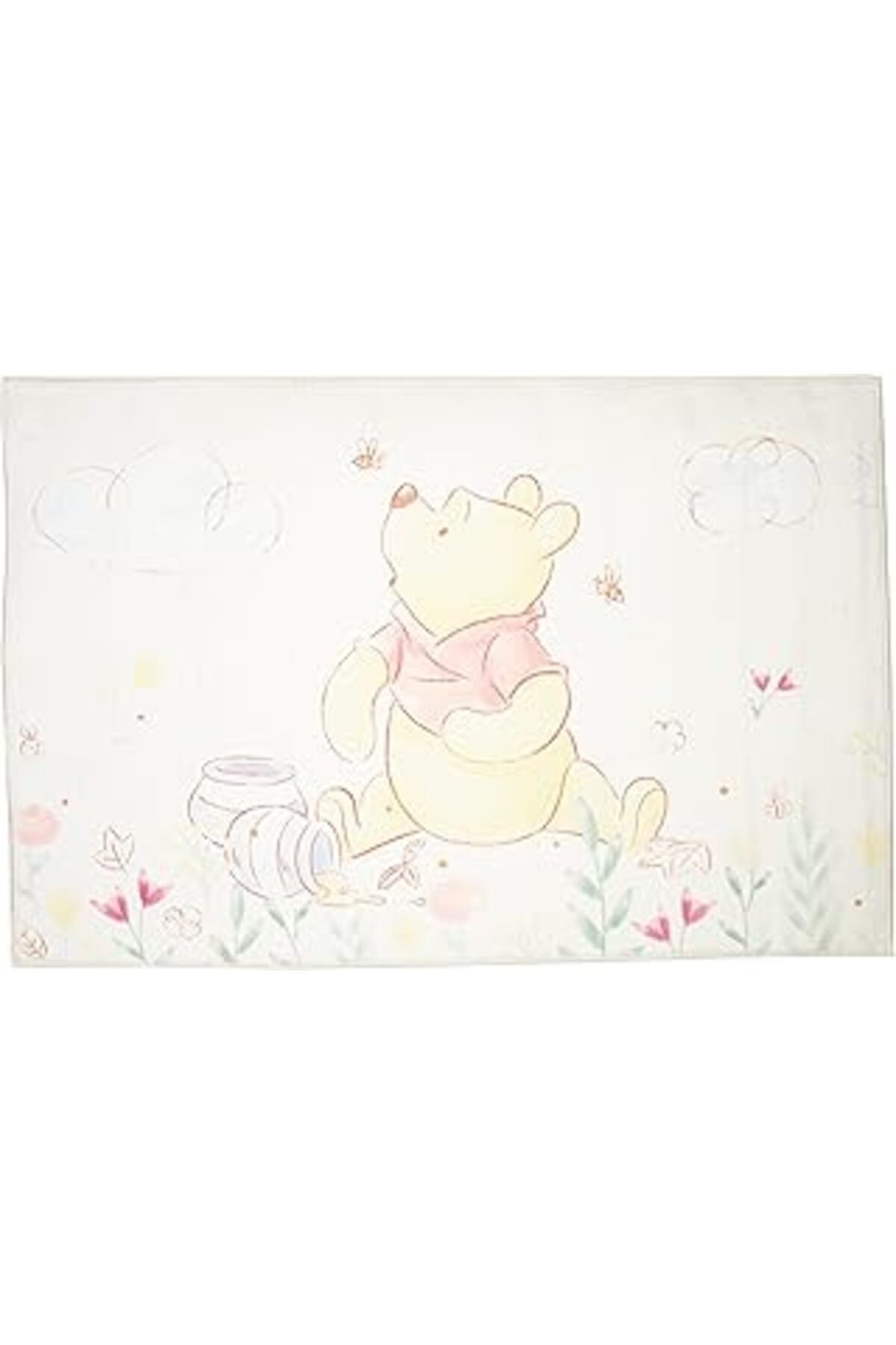 NZM TİCARET Taç Winnie The Pooh Baby Lisanslı Karakter Baskılı%100 Polyester Halı, Çok Renkli, 80X120 Cm