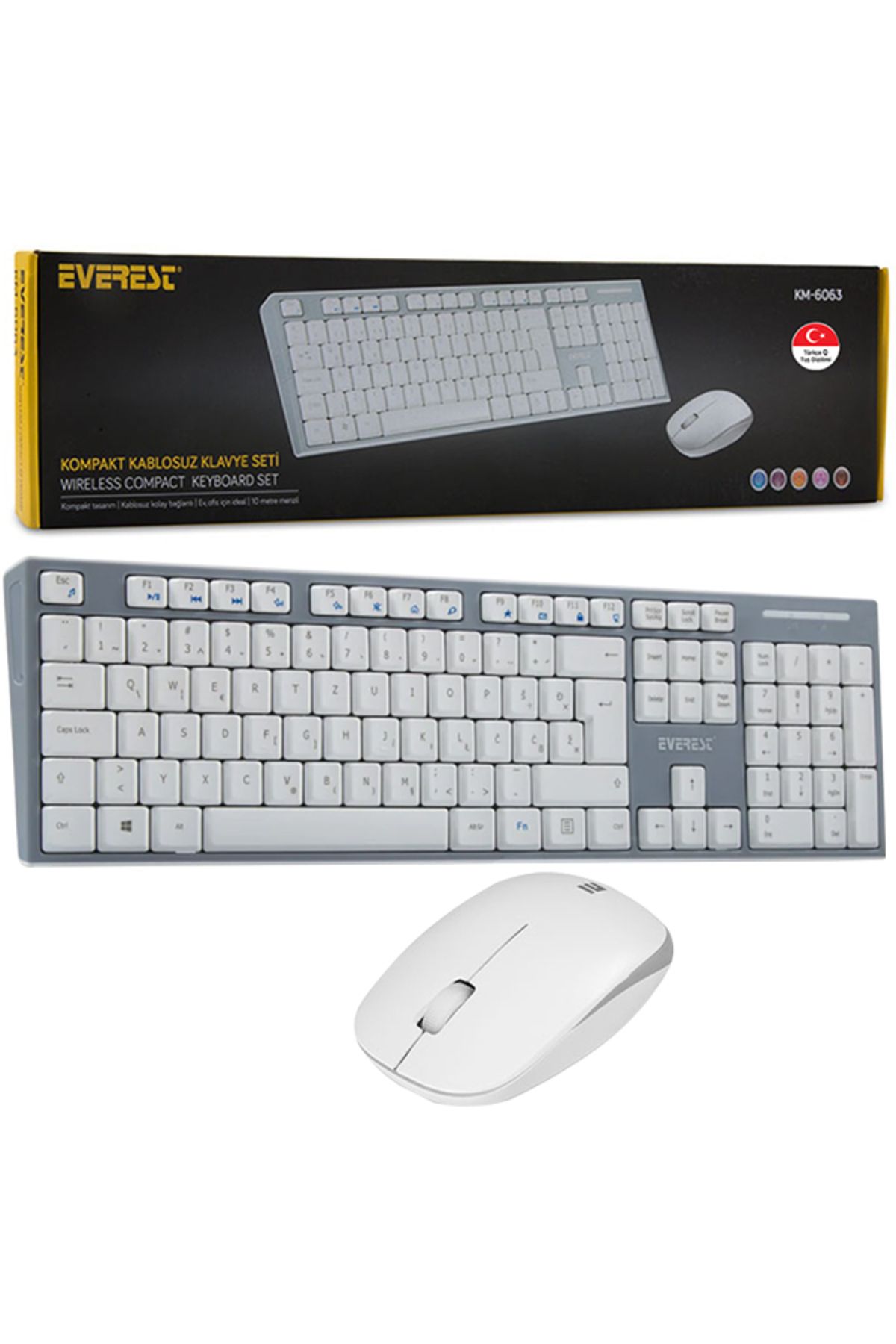robotrend Km-6063 Beyaz/gri Kablosuz Q Multimedya Klavye Mouse Set