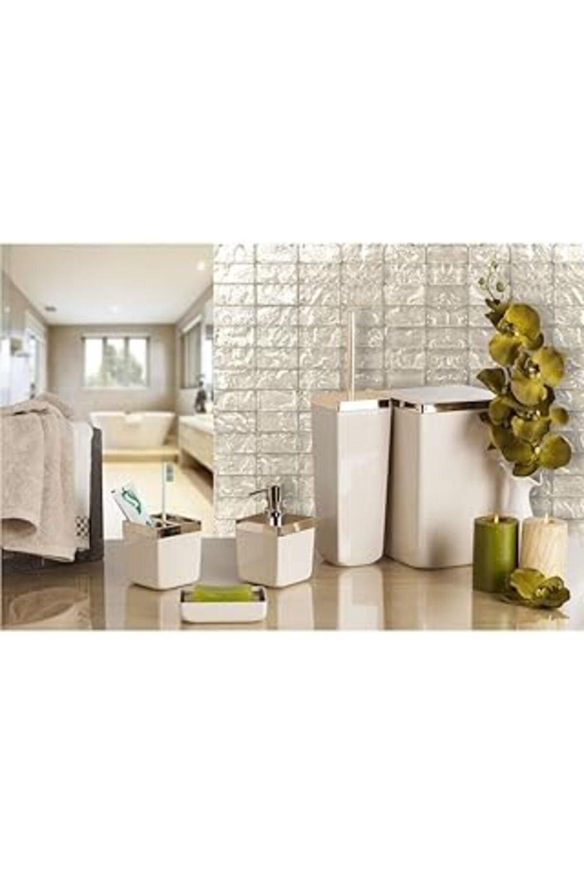 NZM TİCARET Primanova Toskana Kapaklı Kova, Plastik/Çelik, Bej, 6L Lt, 175 X 175 X 260 Mm