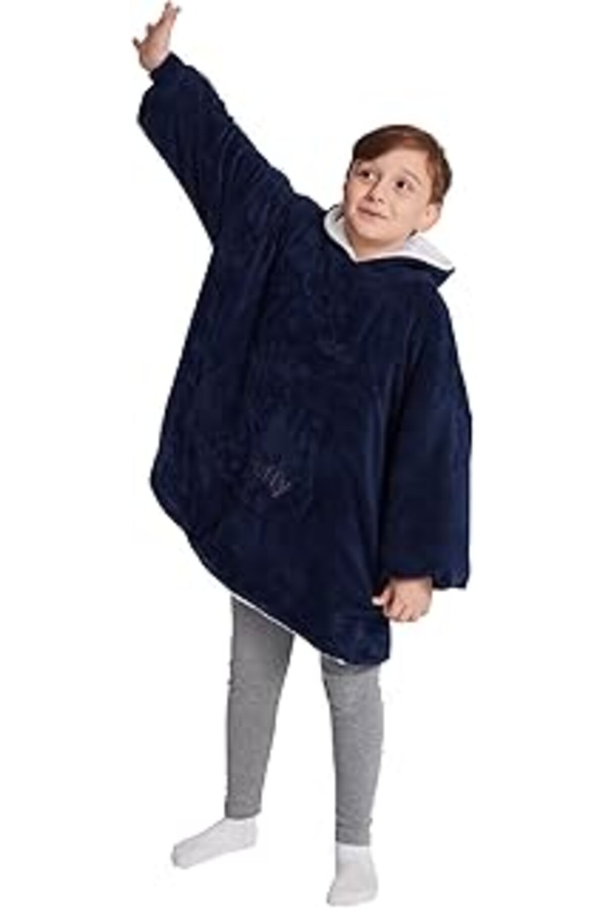 Mu Art Poffy Çocuk Oversize Giyilebilir Battaniye Tek Beden Çok Rahat 11 Yaş Altı Unisex Hoodie Peluş Kapü