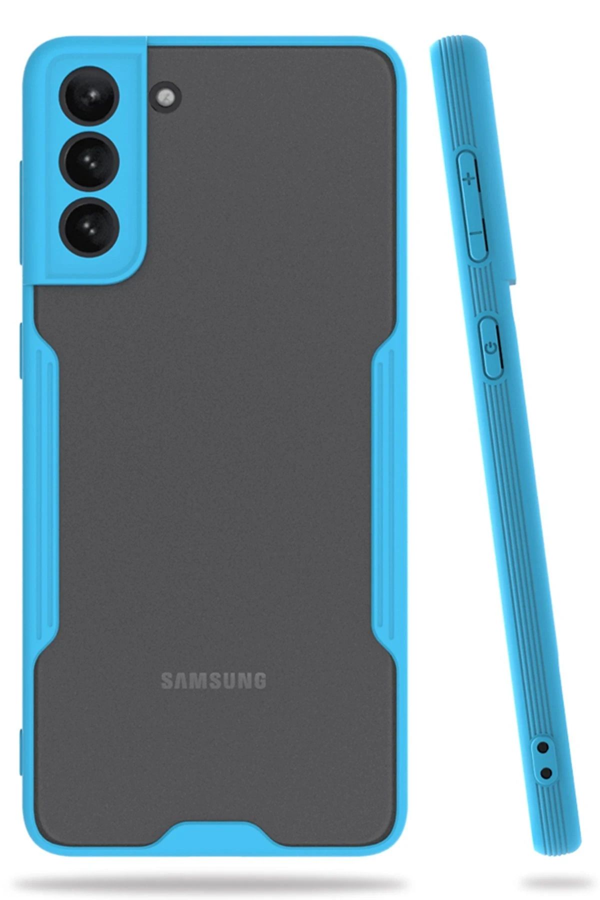 NewFace Samsung Galaxy S21 Plus Kılıf Platin Silikon - Mavi MRAYD
