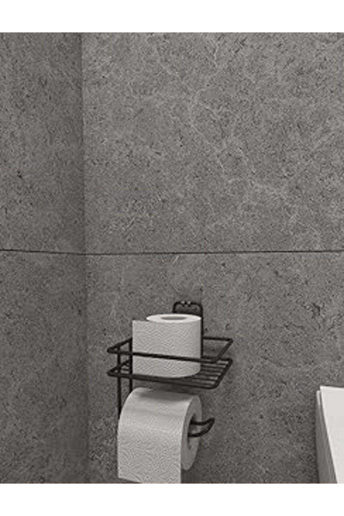 Pazarcan Alper Banyo Yapışkanlı Tuvalet Kağıtlığı Tutacağı Askısı Mat Siyah Metal Tuvalet Kağıtlık Tuvalet K
