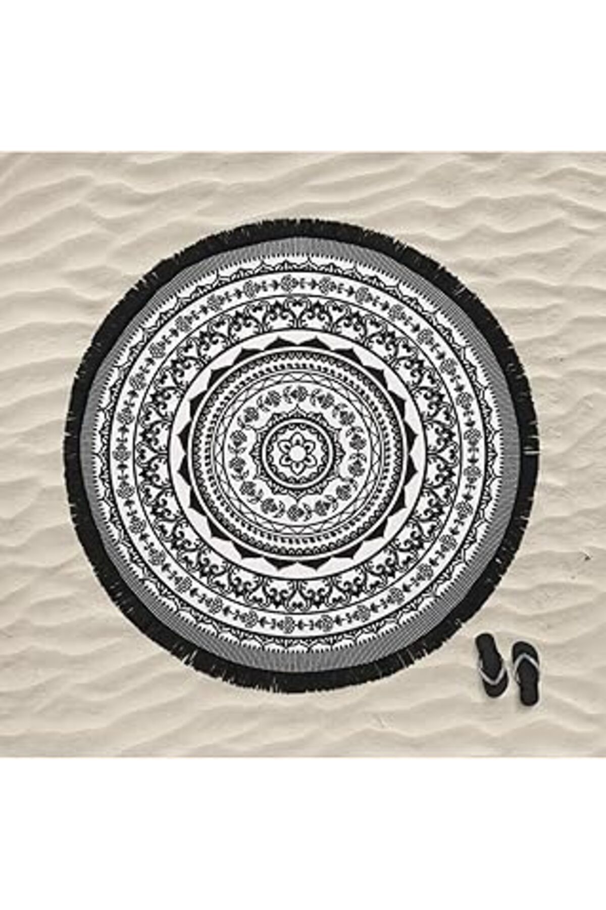NZM TİCARET Marte Home Mandala 4 Yuvarlak Plaj Havlusu
