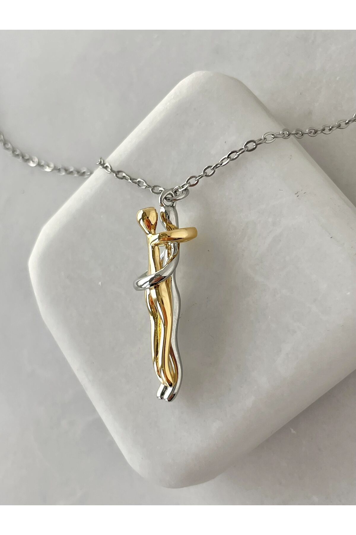 lilith accesuary Sarılan Kolye, Çift Kolye, Unisex Sevgili Kolyesi, Hediye Kolye, Hediye Kutulu