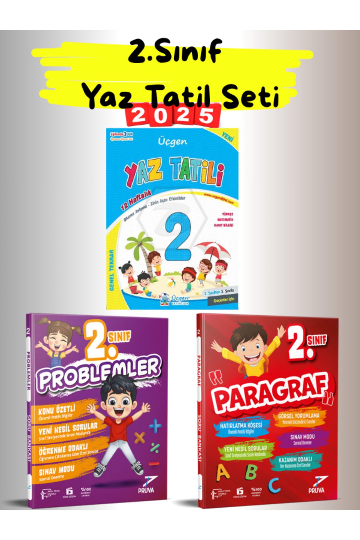Üçgen Yayıncılık 2. Sınıf Yaz Tatil Seti - 3 Kitap 2025 Özel