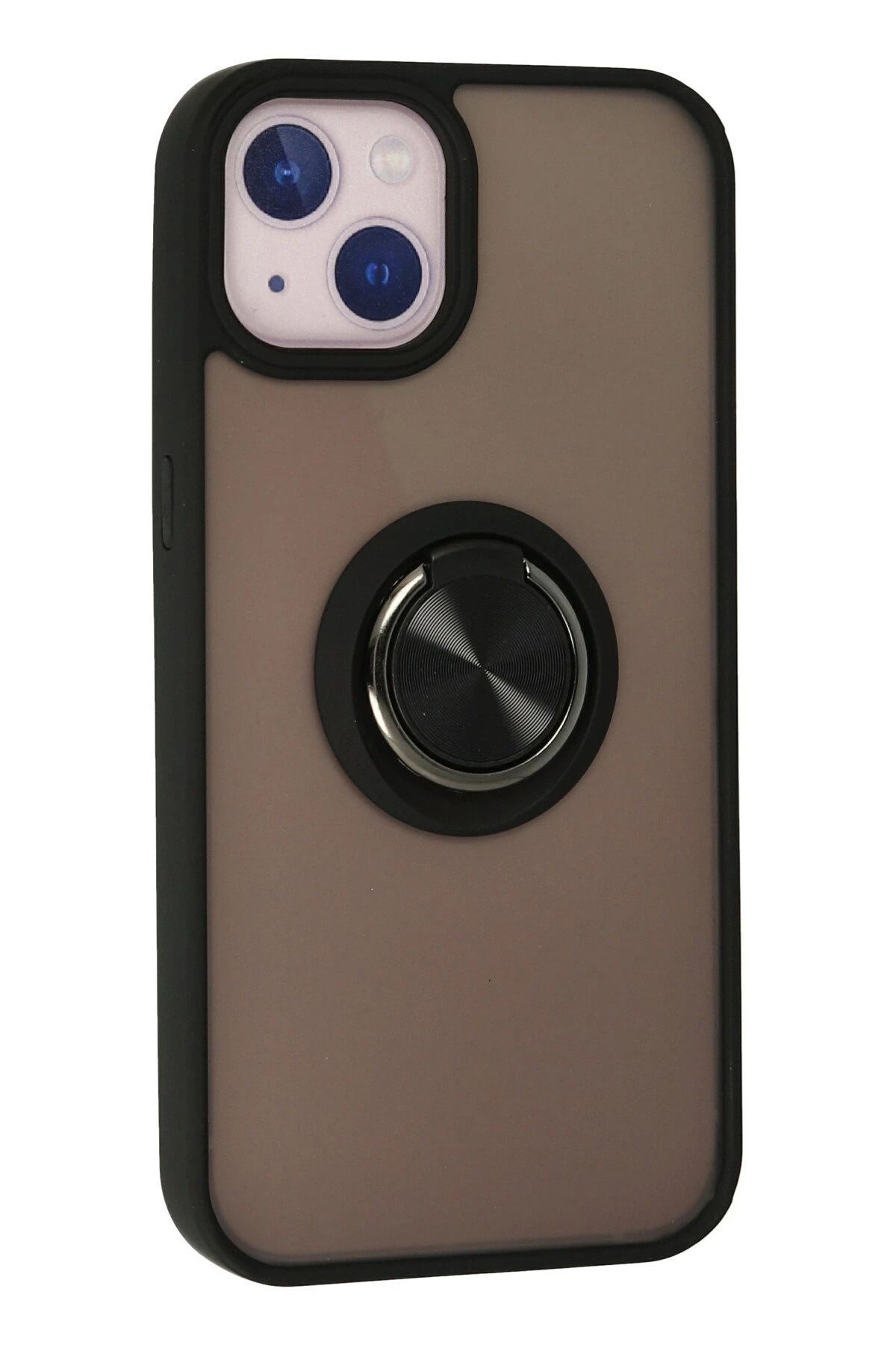 NewFace iPhone 15 Kılıf Montreal Yüzüklü Silikon Kapak - Siyah SVLRS
