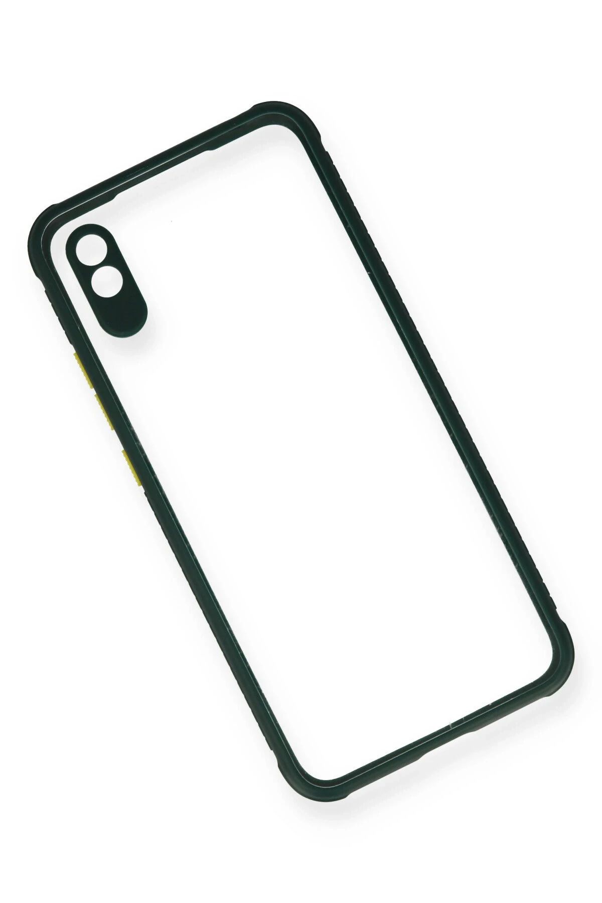 NewFace Xiaomi Redmi 9A Kılıf Miami Şeffaf Silikon - Koyu Yeşil ZRNET